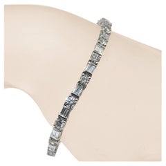 9.91 Carat Round/Baguette Diamond Platinum Tennis Bracelet