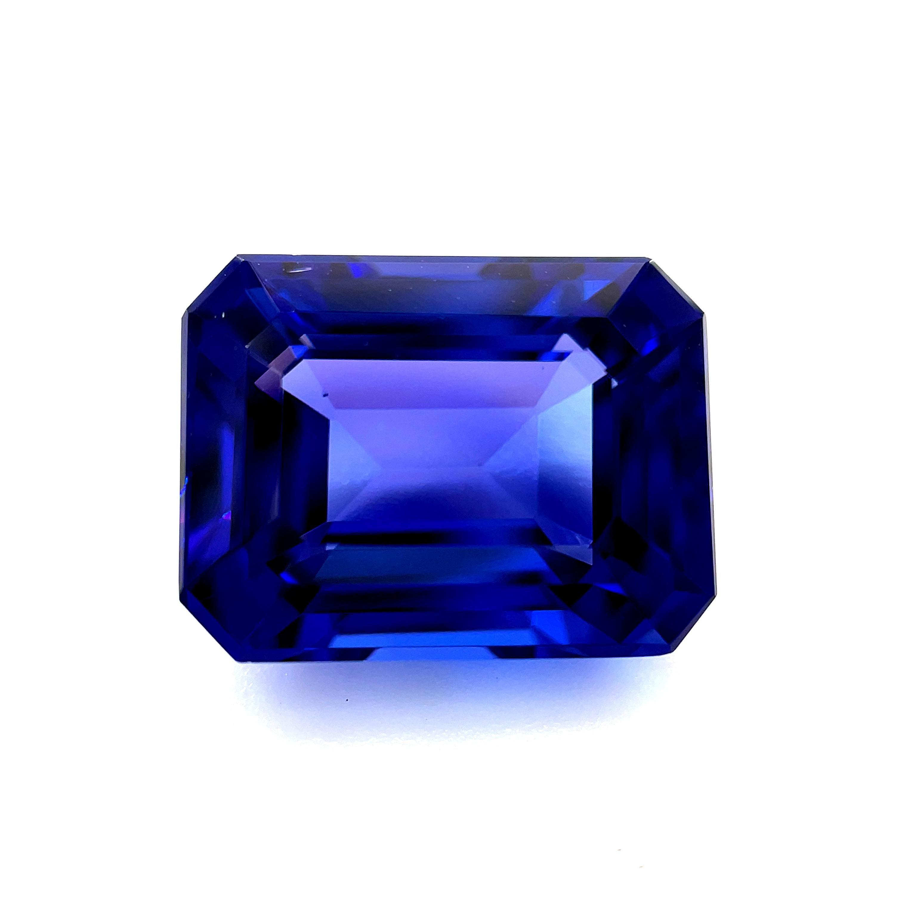 If there was ever a gemstone that could make you fall in love with emerald-cuts, this would be it. Weighing an impressive 9.91 carats, this extraordinarily fine tanzanite is absolutely spectacular. This gem has world-class tanzanite color -
