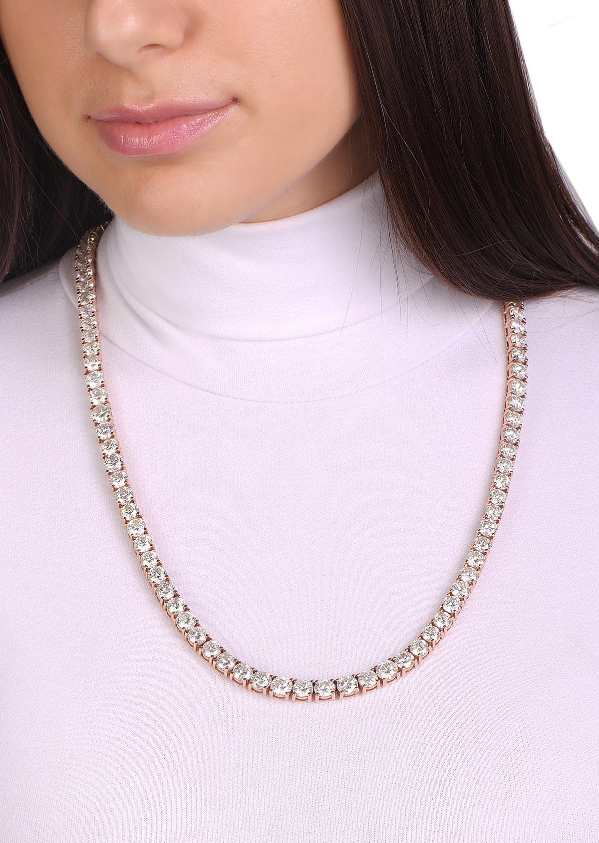rose gold diamond tennis necklace