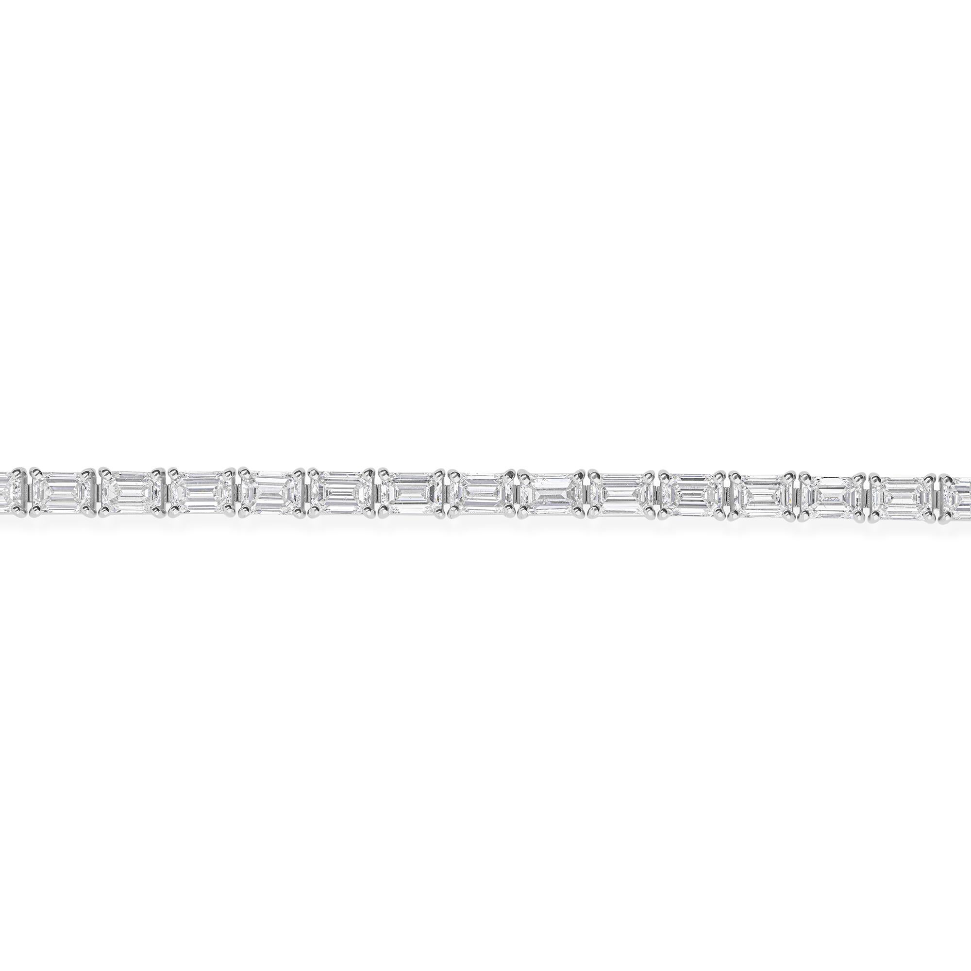 9.91Ct Smaragdschliff Diamant Verlobung Tennis Armband 14K Gold Alle Zölle gezahlt im Zustand „Neu“ im Angebot in Diera, Dubai