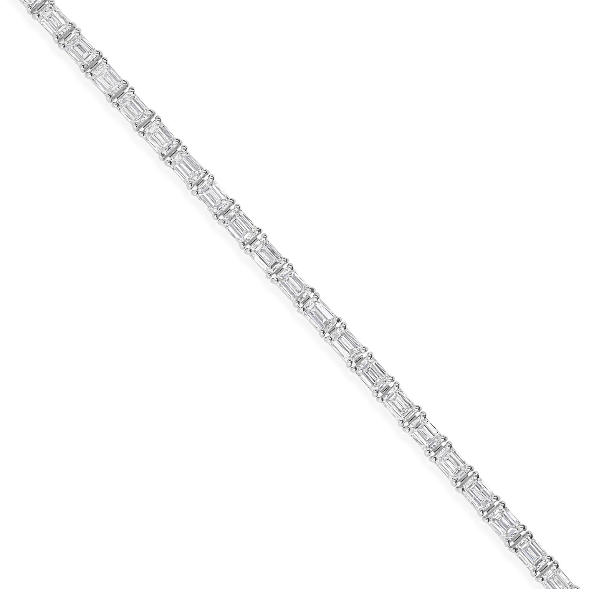 9.91Ct Smaragdschliff Diamant Verlobung Tennis Armband 14K Gold Alle Zölle gezahlt im Angebot 1