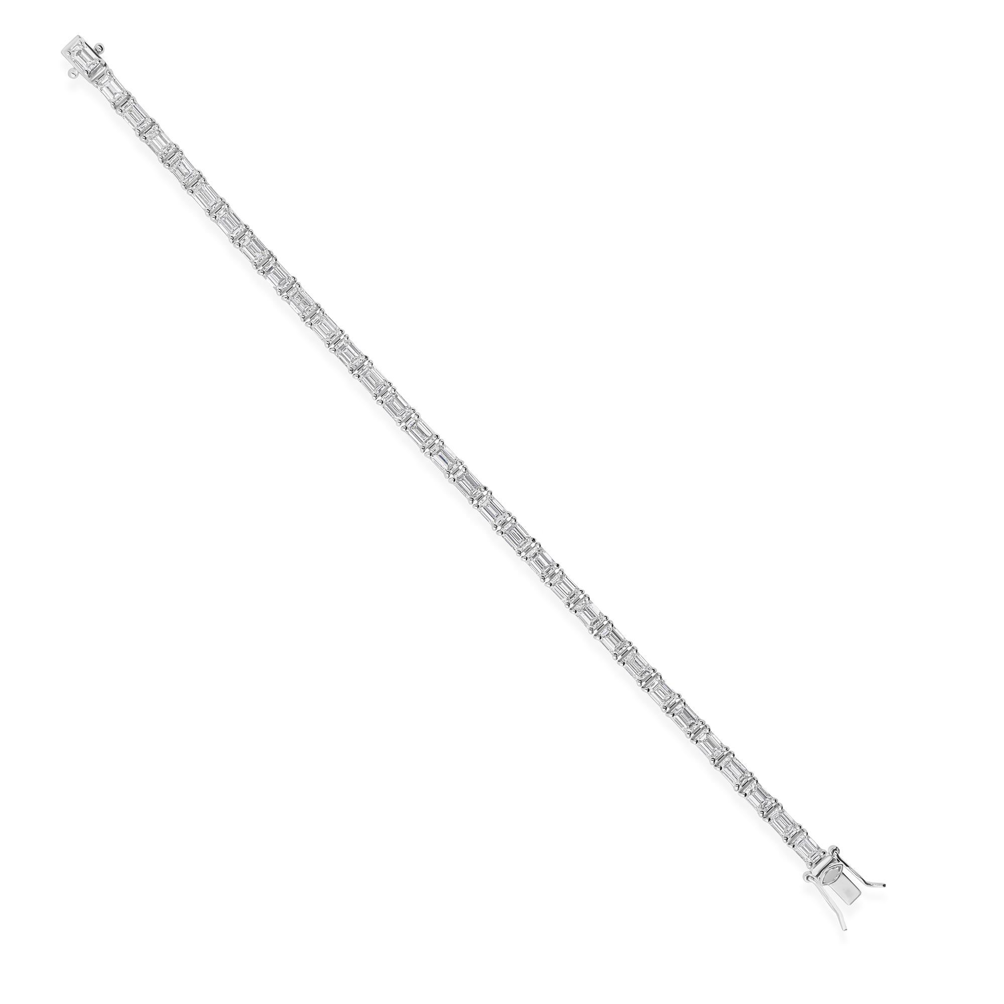9.91Ct Smaragdschliff Diamant Verlobung Tennis Armband 14K Gold Alle Zölle gezahlt im Angebot 2