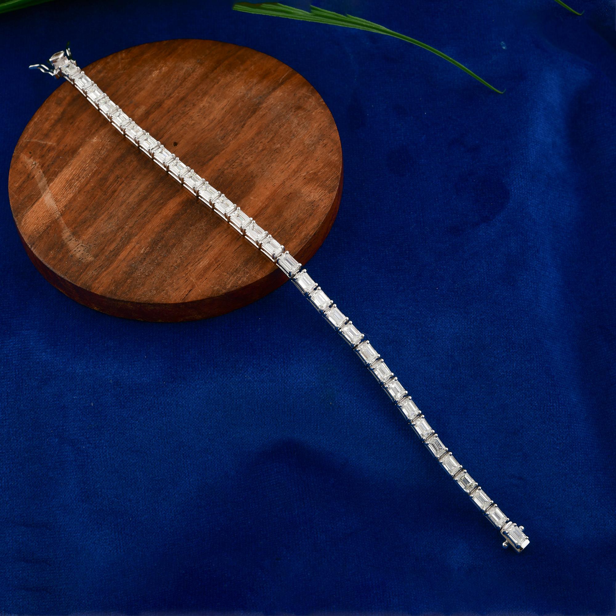 9.91Ct Smaragdschliff Diamant Verlobung Tennis Armband 14K Gold Alle Zölle gezahlt im Angebot 3