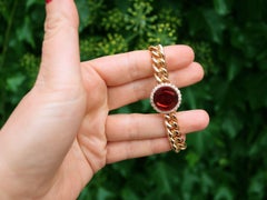 Antique 9.92Ct Cabochon Cut Garnet and 1.07Ct Diamond Bracelet