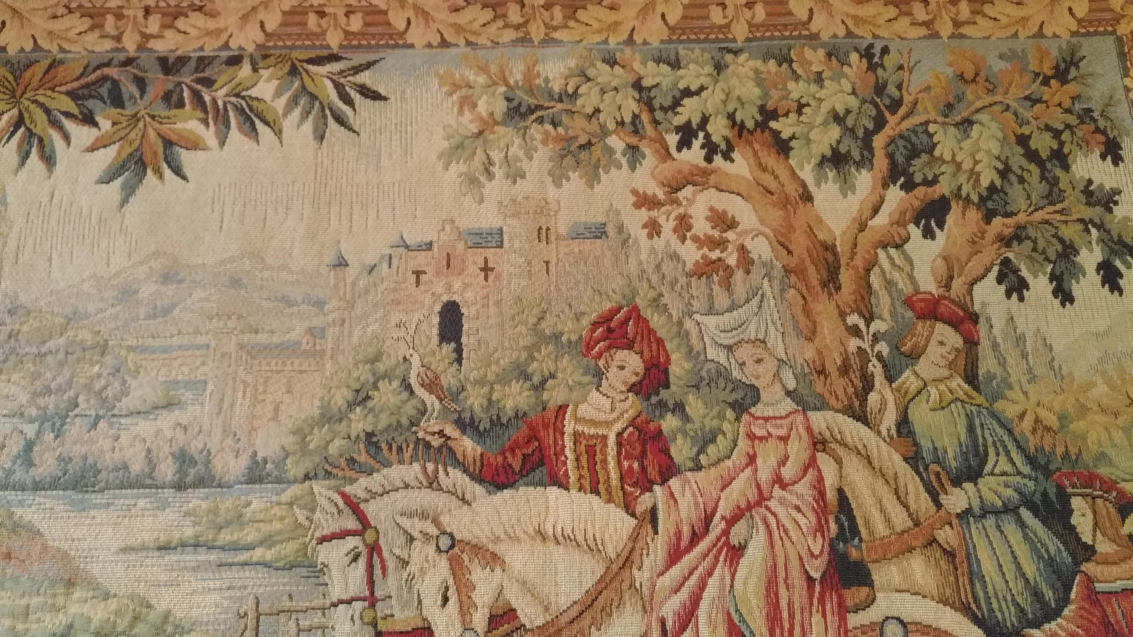 Machine-Made 993 - Beautiful Vintage French Tapestry Jaquar For Sale