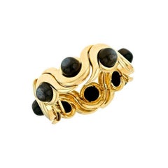 99.3 Carat Black Moonstone 18 Karat Gold SNAIL Bracelet by John Landrum Bryant