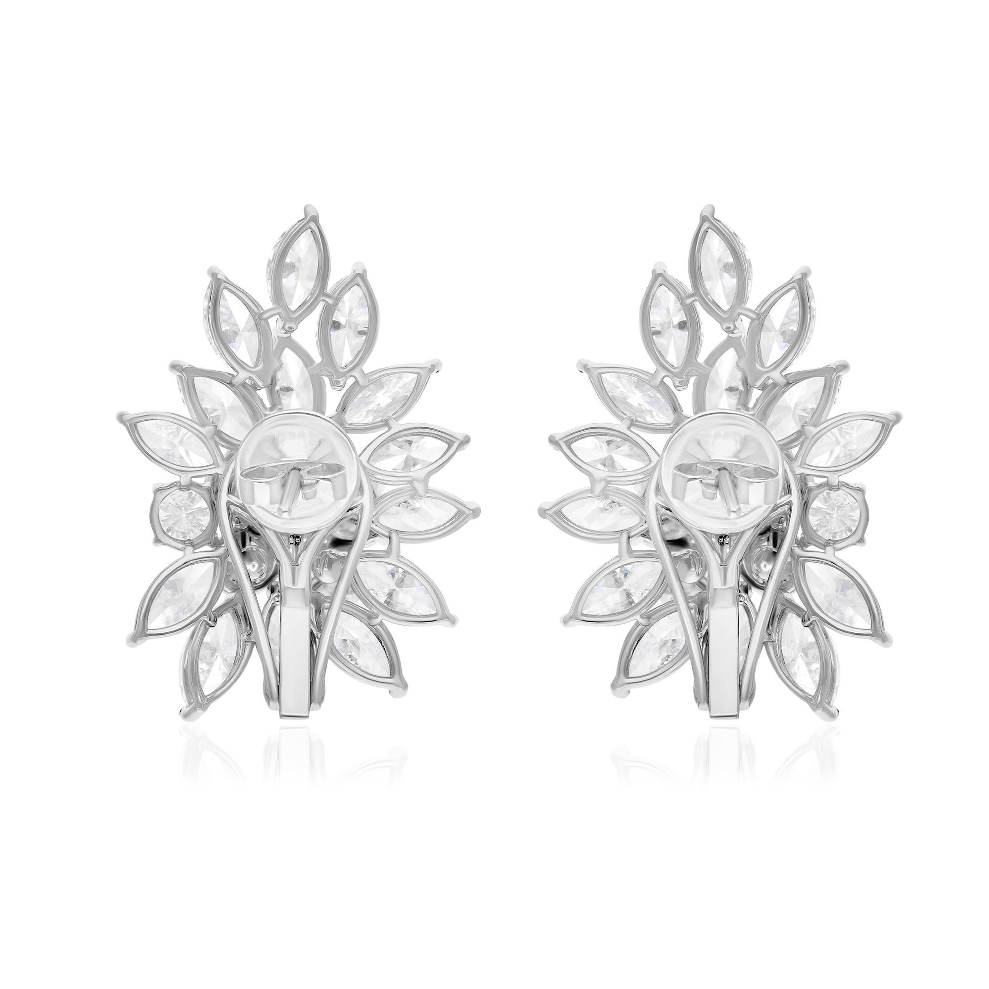9.93 Carat SI/H Marquise Round Diamond Earrings 10 Karat White Gold Fine Jewelry In New Condition For Sale In Diera, Dubai