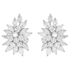 9,93 Karat SI/H Marquise-Ohrringe mit runden Diamanten 10 Karat Weißgold feiner Schmuck