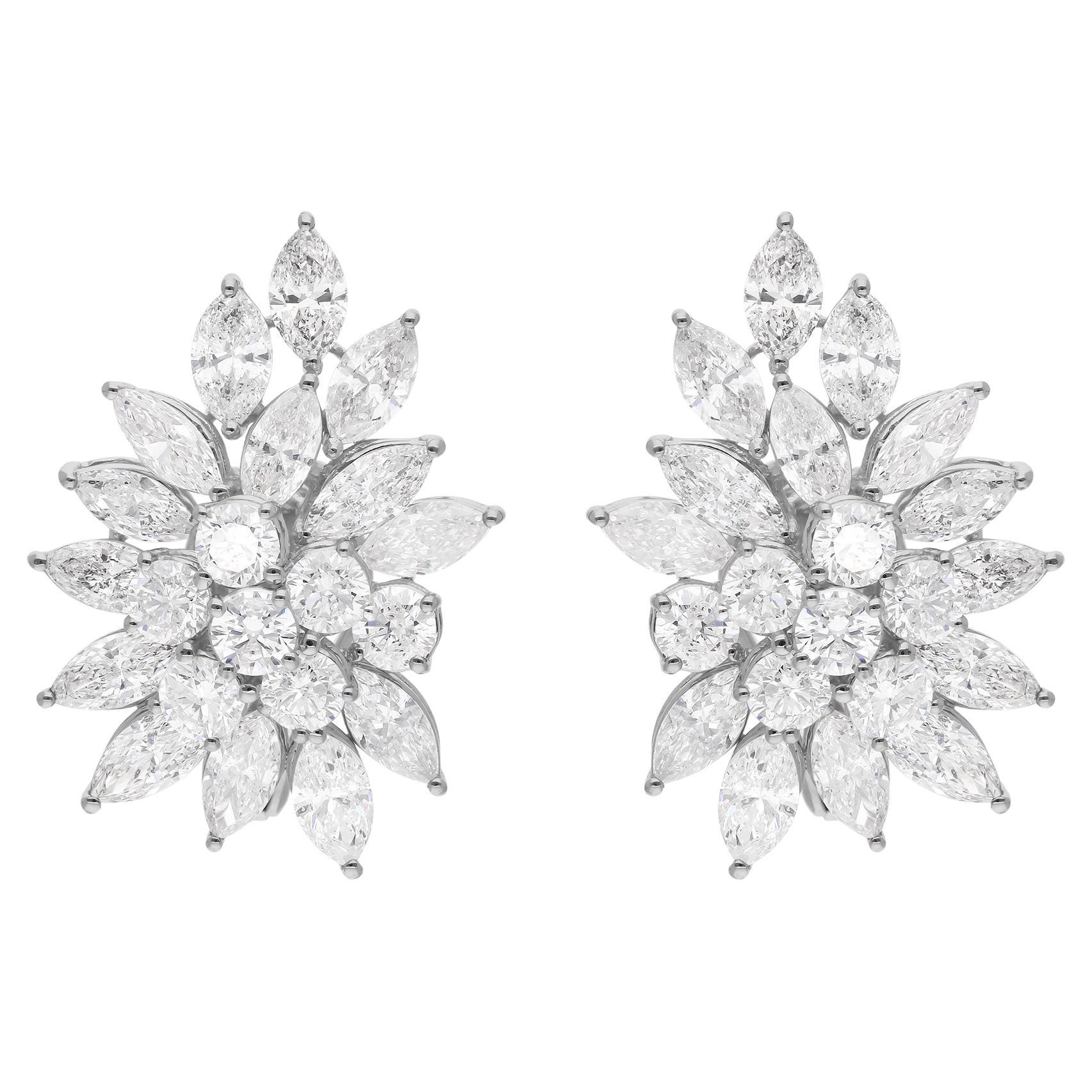 Pendientes de diamantes redondos marquesa SI/H de 9,93 quilates Oro blanco de 10 quilates Joyería fina