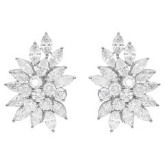 Pendientes de diamantes redondos marquesa SI/H de 9,93 quilates Oro blanco de 10 quilates Joyería fina