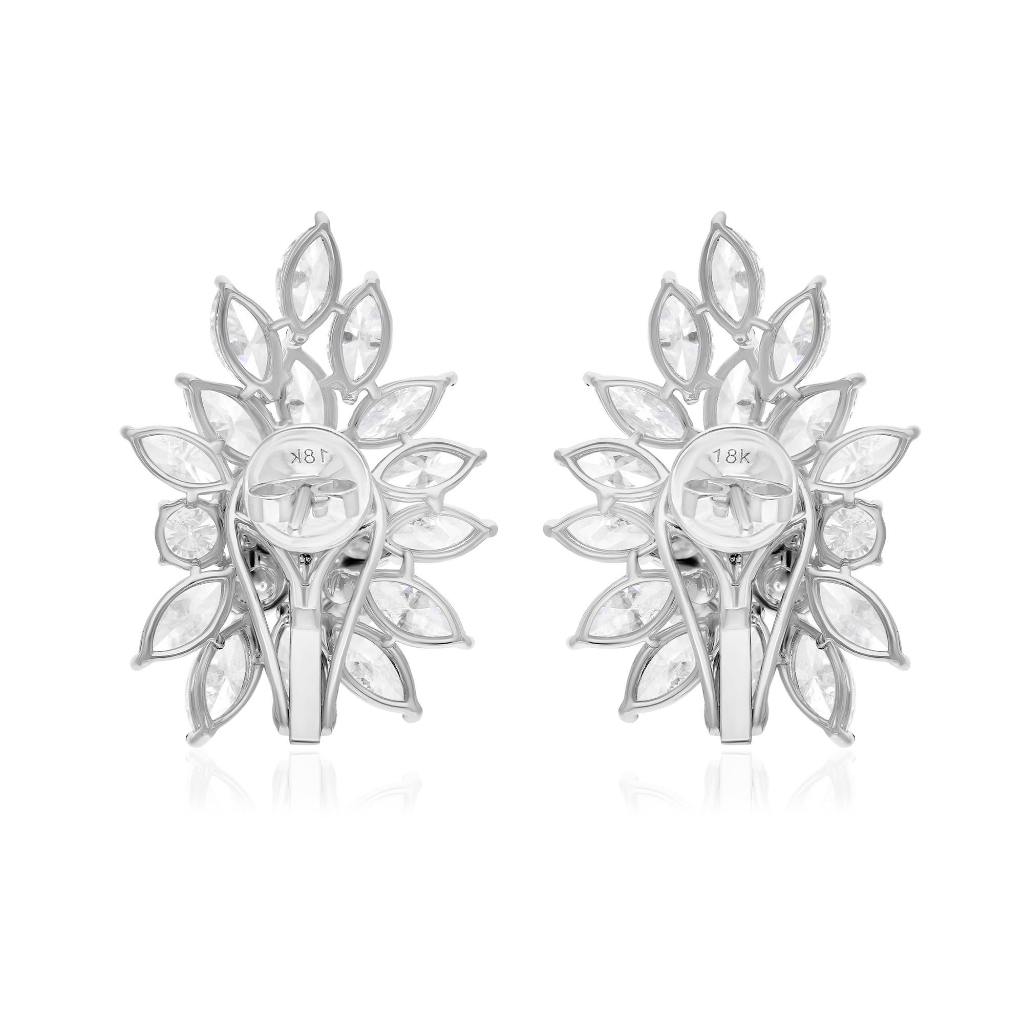 9.93 Carat SI/H Marquise Round Diamond Earrings 18 Karat White Gold Fine Jewelry In New Condition For Sale In Diera, Dubai
