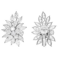 9.93 Carat SI/H Marquise Round Diamond Earrings 18 Karat White Gold Fine Jewelry
