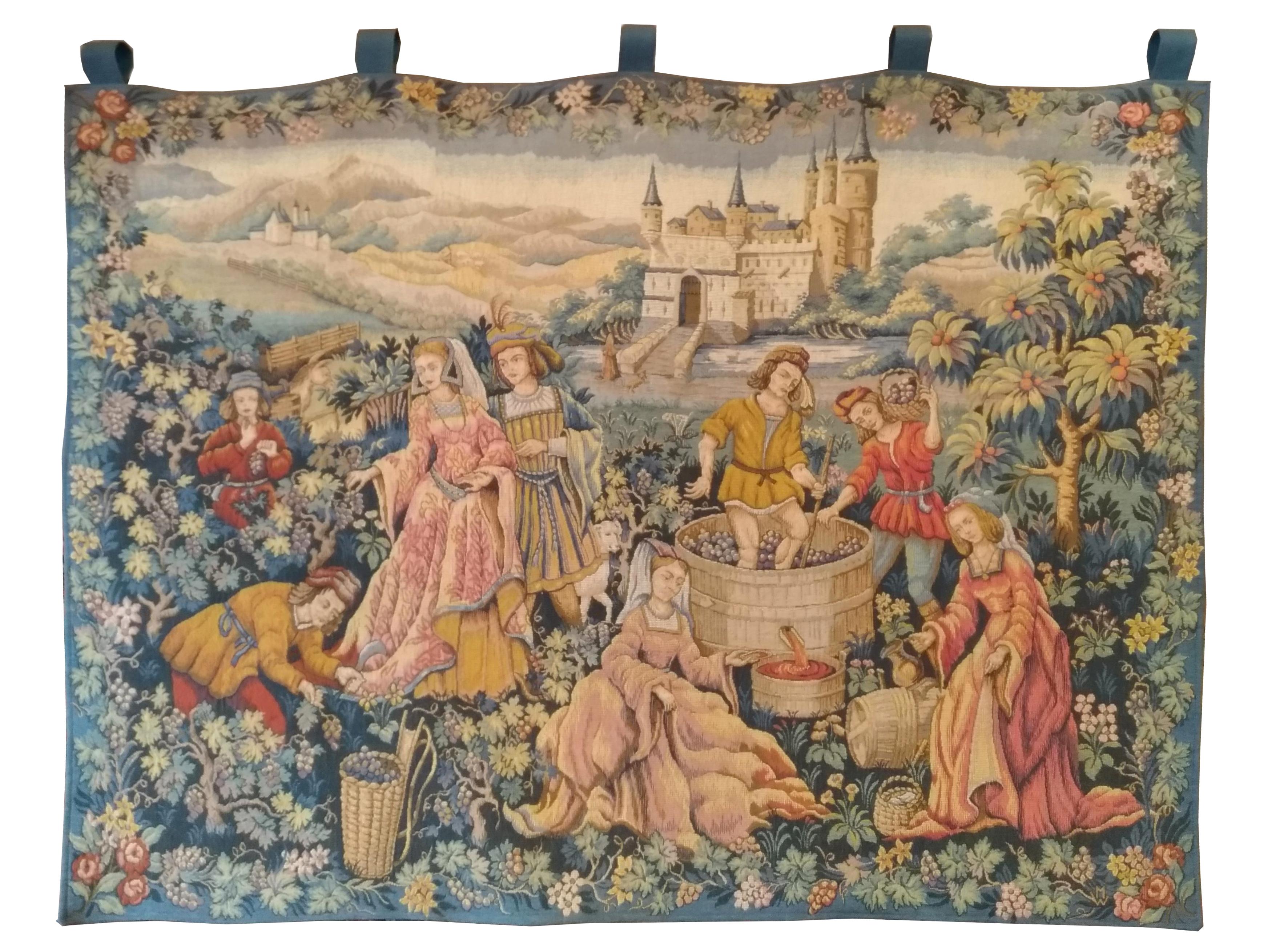994 - Magnificent Jaquar Tapestry Vintage Aubusson Style Medieval Design 2