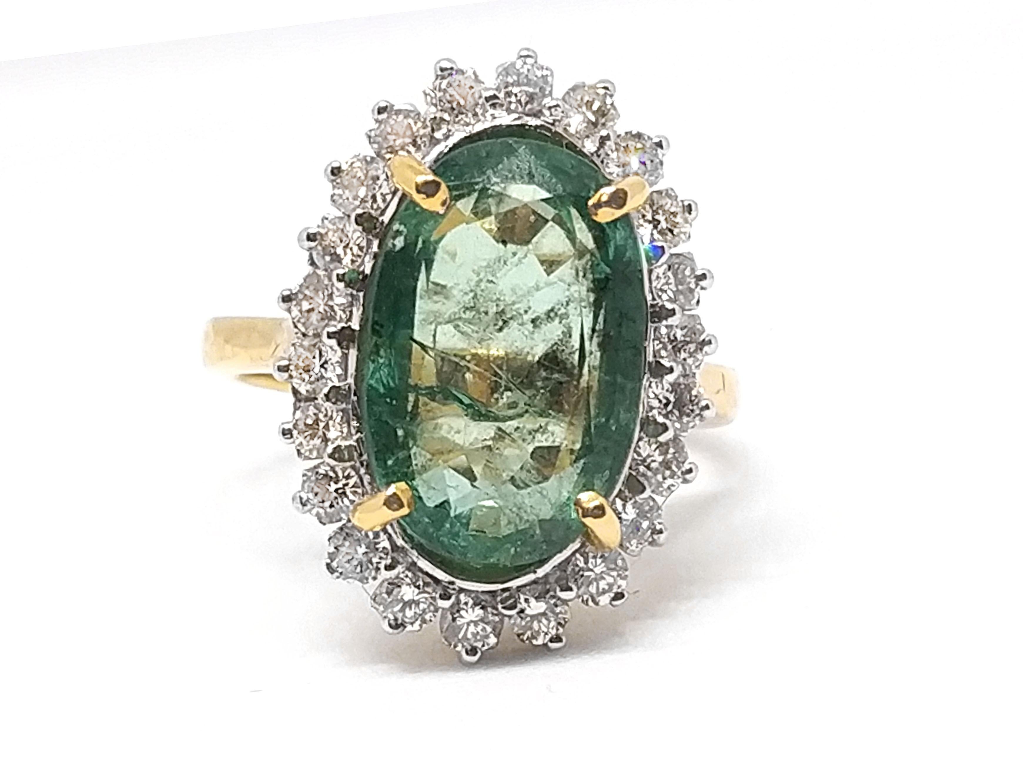 Most beautiful emerald and diamond ring
8.5 carat certified emerald and
1.45 carat eye clean diamonds
in 18 carat yellow gold
