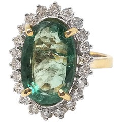 9.95 Carat Emerald and Diamond Ring