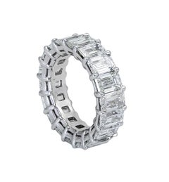 9.95 Carat Emerald Cut Diamond Eternity Wedding Band