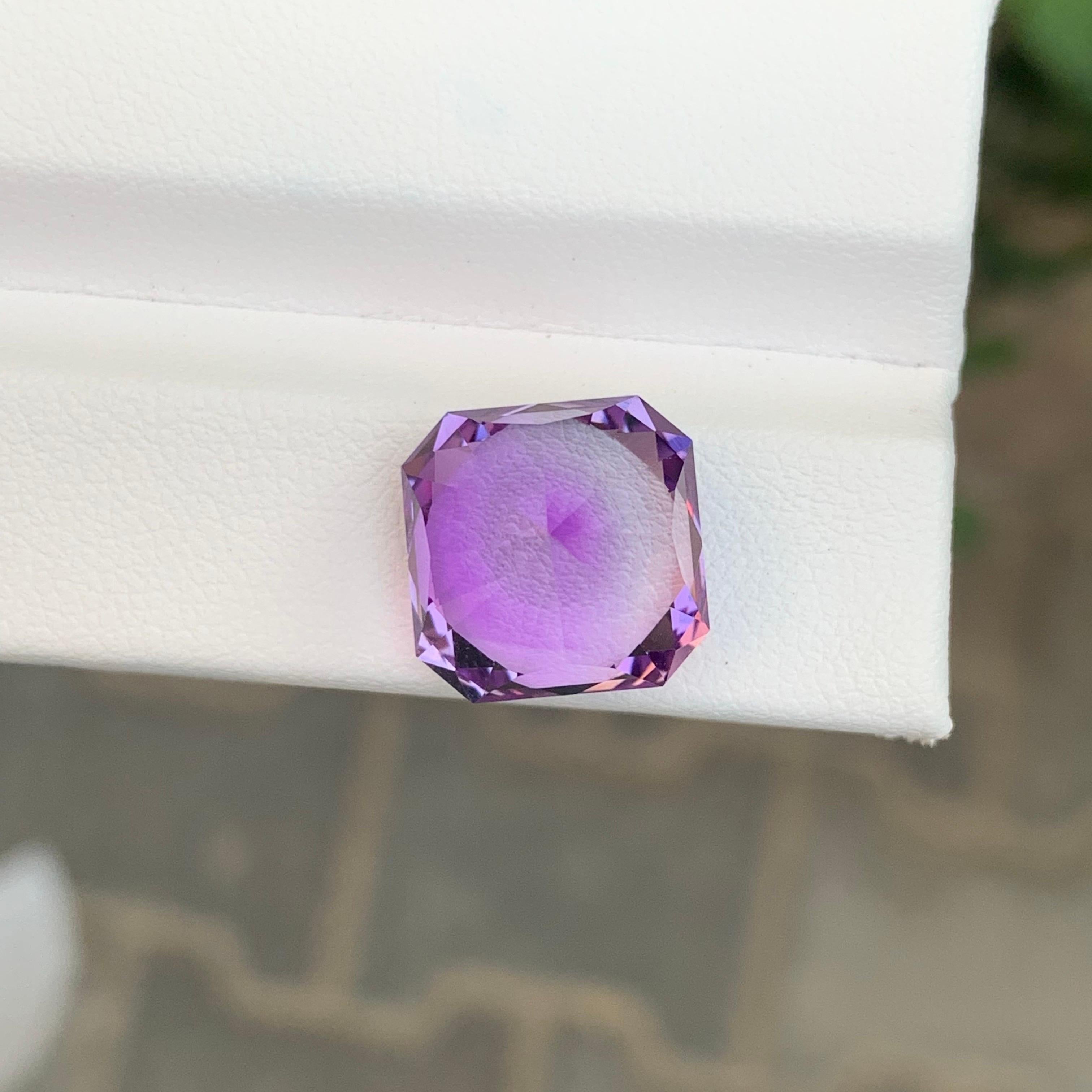 9.95 Carat Natural Loose Amethyst Square Shape Gemstone For Sale 5