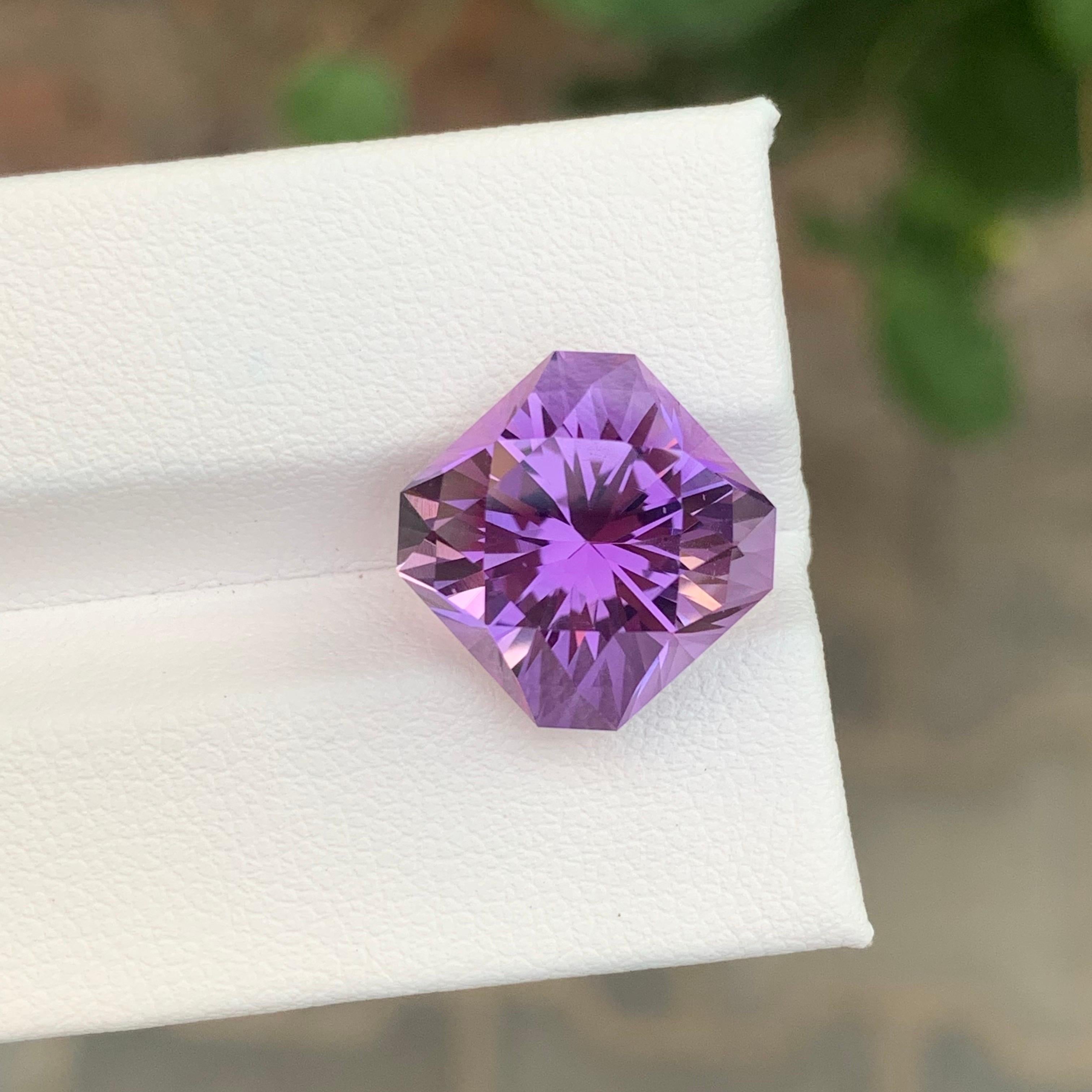 Stone: Amethyst

Weight : 9.95 Carats
Dimension: 12.5 x 12.5 x 10.3 Mm
Origin: Brazil
Shape: Square 
Color: Purple
Treatment: Non
Certificate: On Customer Demand

Amethyst, a stunning violet variety of quartz, is known not only for its beauty but