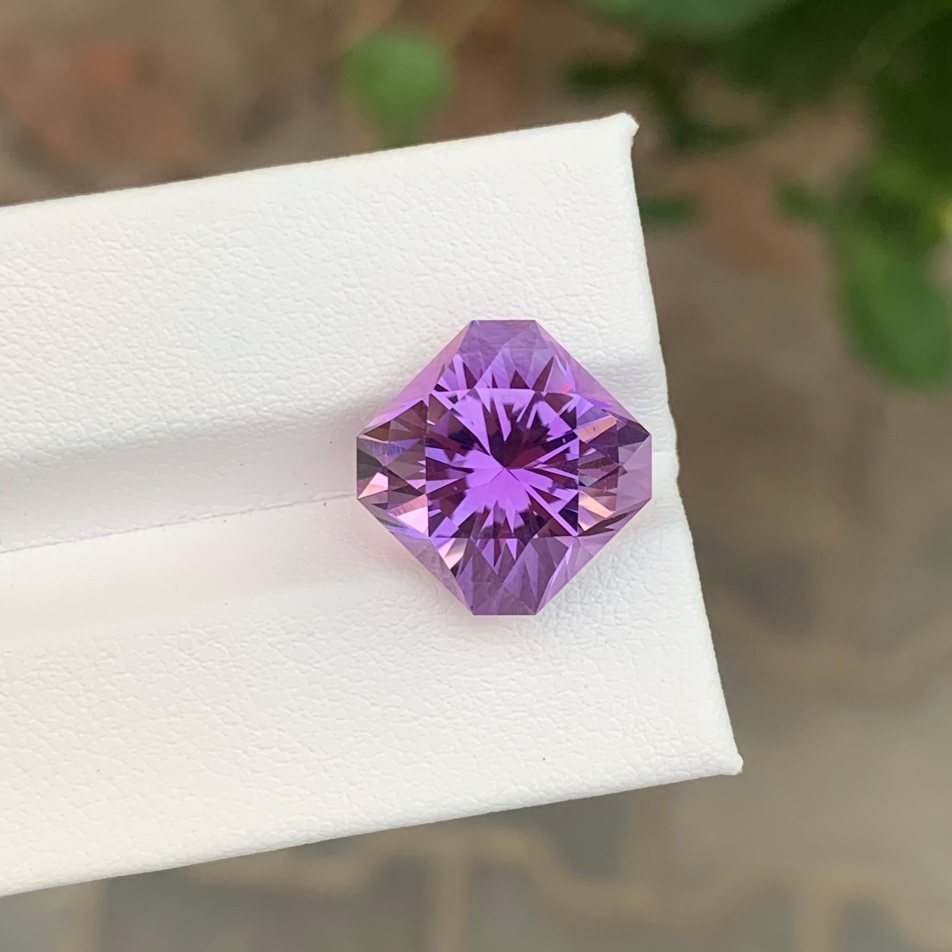 Square Cut 9.95 Carat Natural Loose Amethyst Square Shape Gemstone For Sale