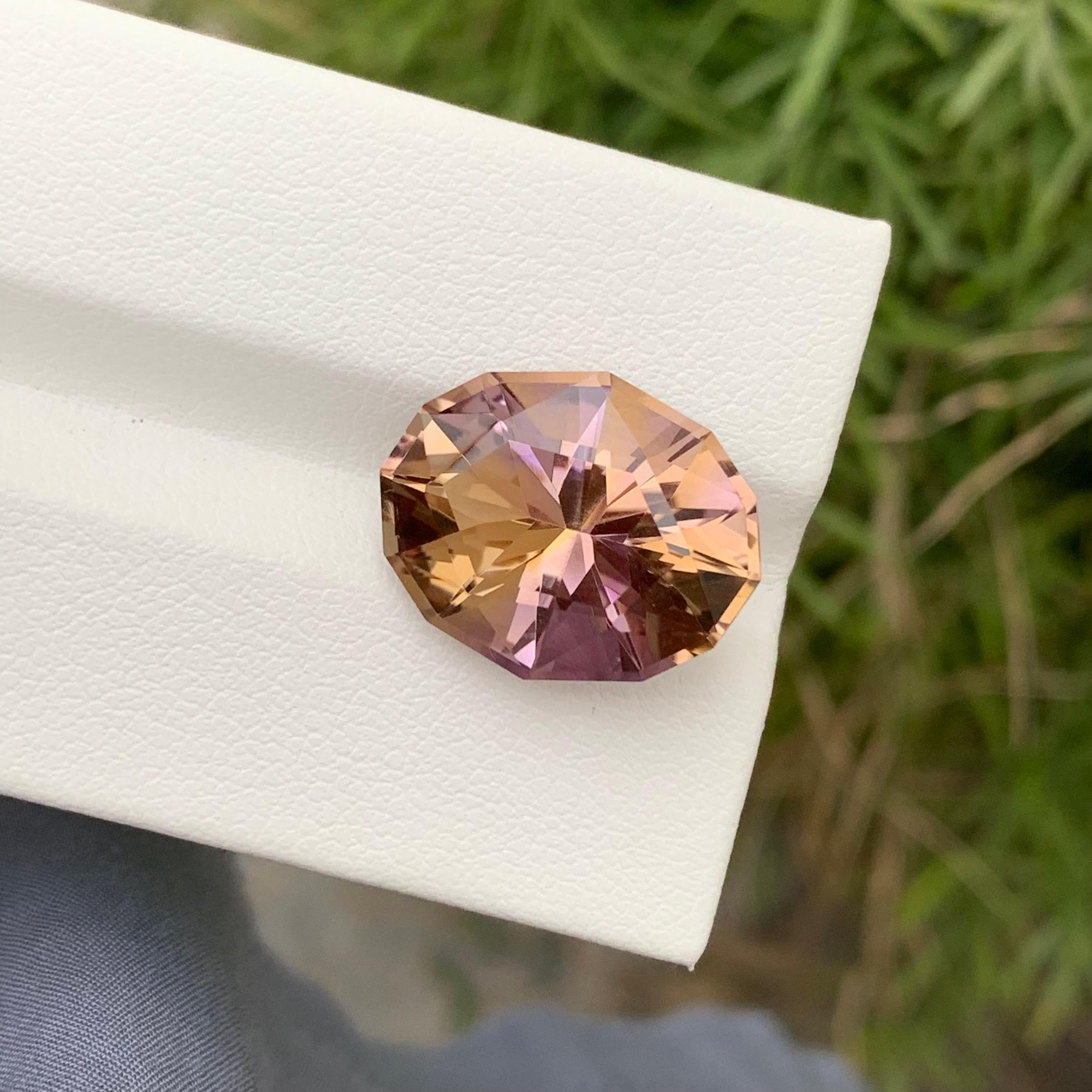 Women's or Men's 9.95 Carat Natural Loose Ametrine Oval Shape Gem For Necklace For Sale