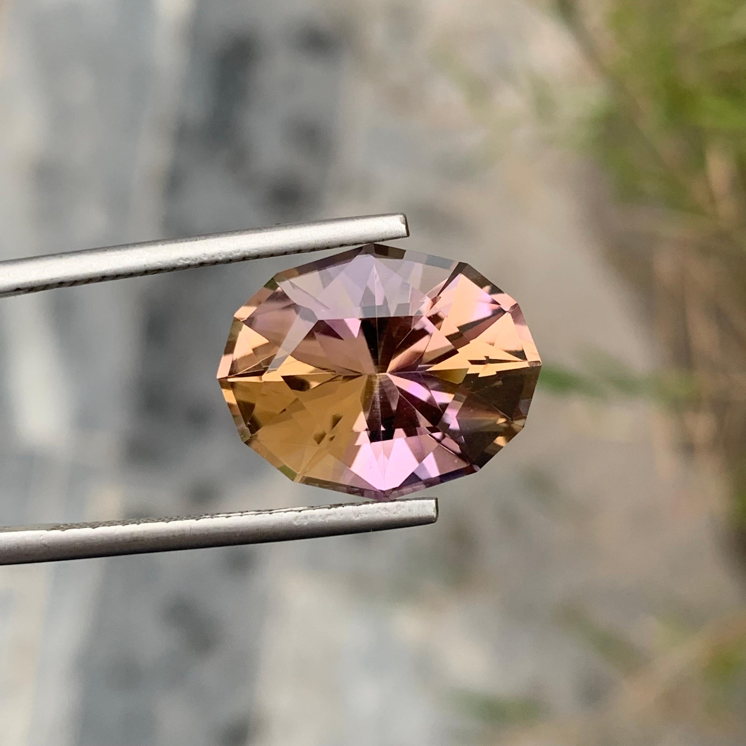 9.95 Carat Natural Loose Ametrine Oval Shape Gem For Necklace For Sale 1