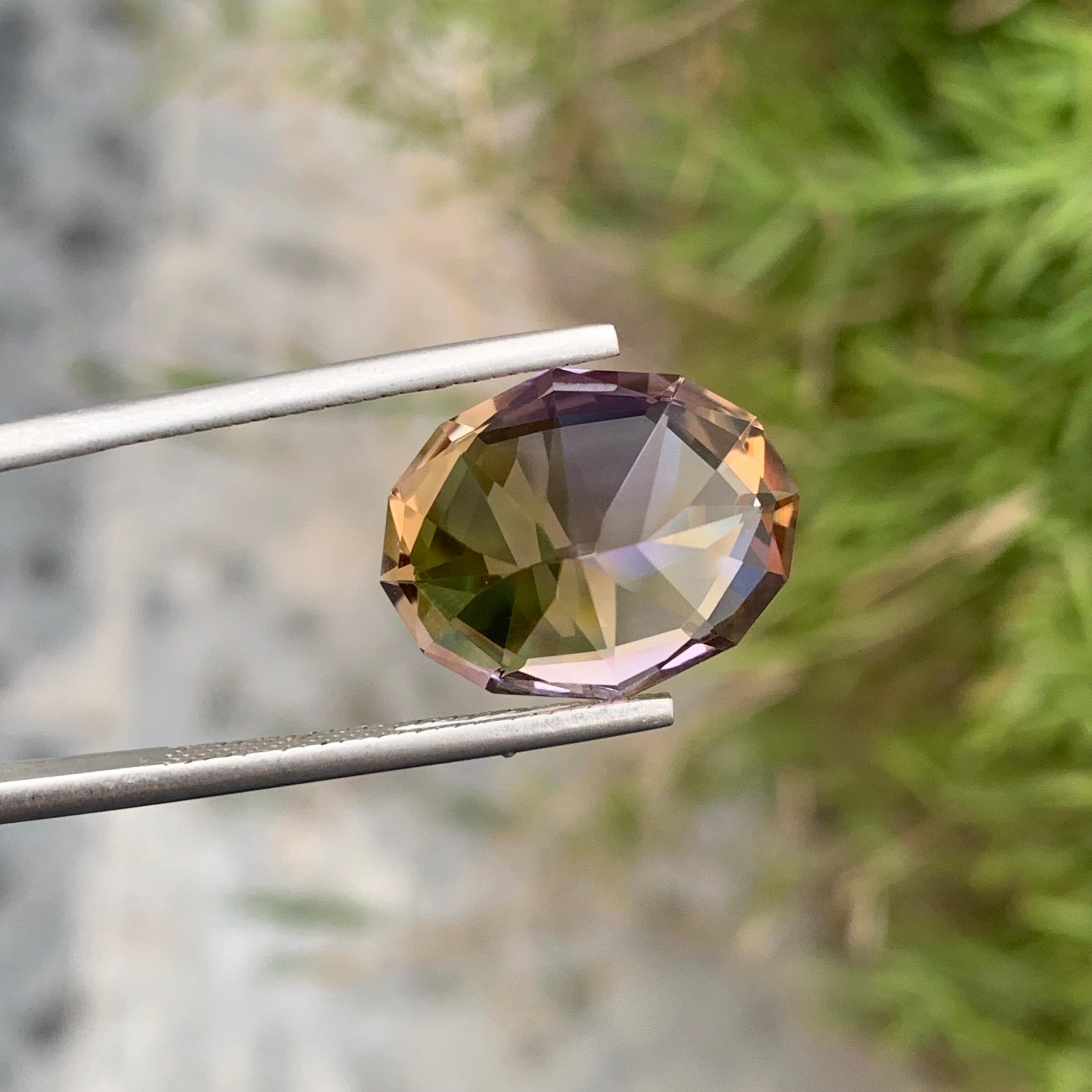 9.95 Carat Natural Loose Ametrine Oval Shape Gem For Necklace For Sale 3