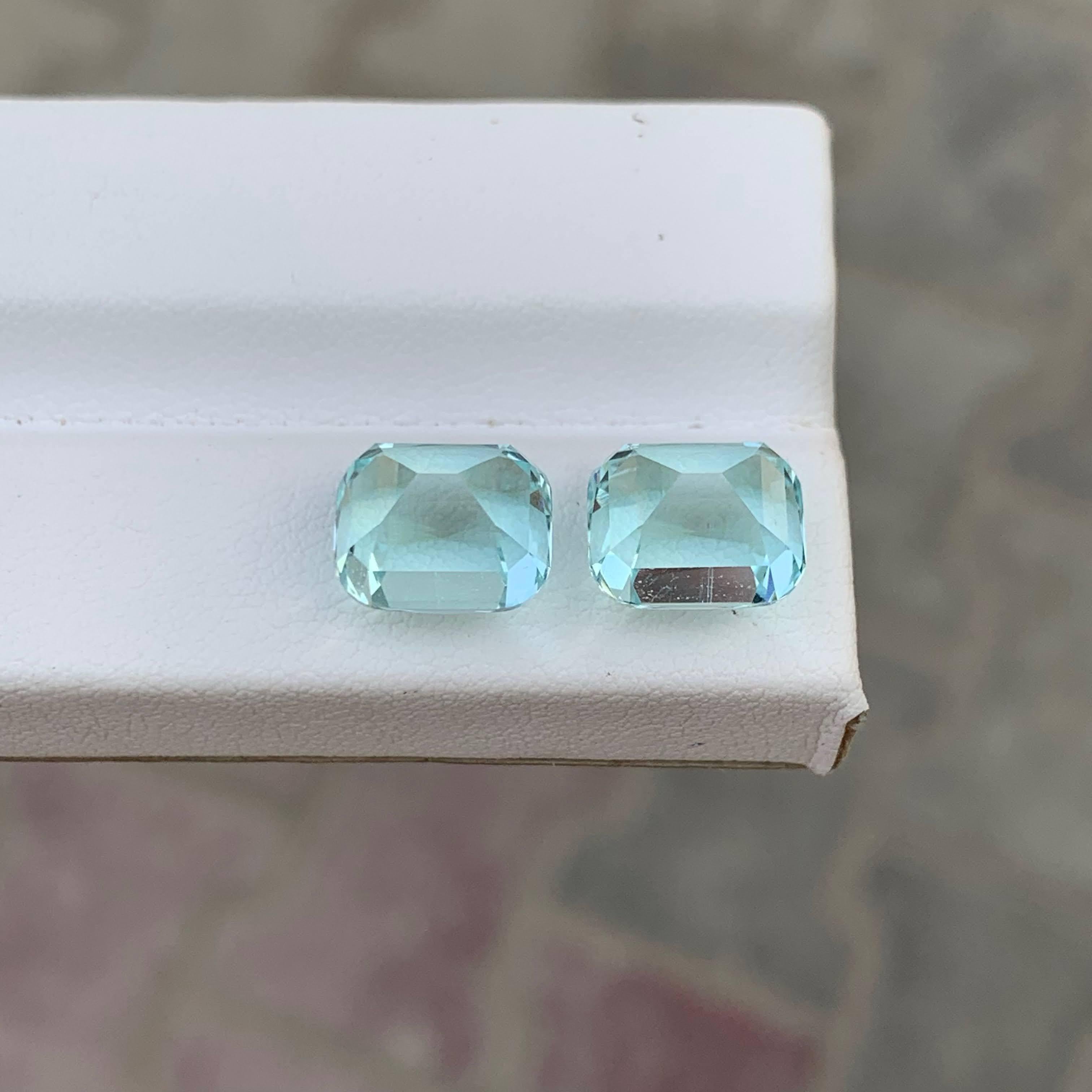 9.95 Carat Natural Loose Blue Aquamarine Pair Cushion Cut Afghan Gemstone (pierre précieuse afghane) en vente 4