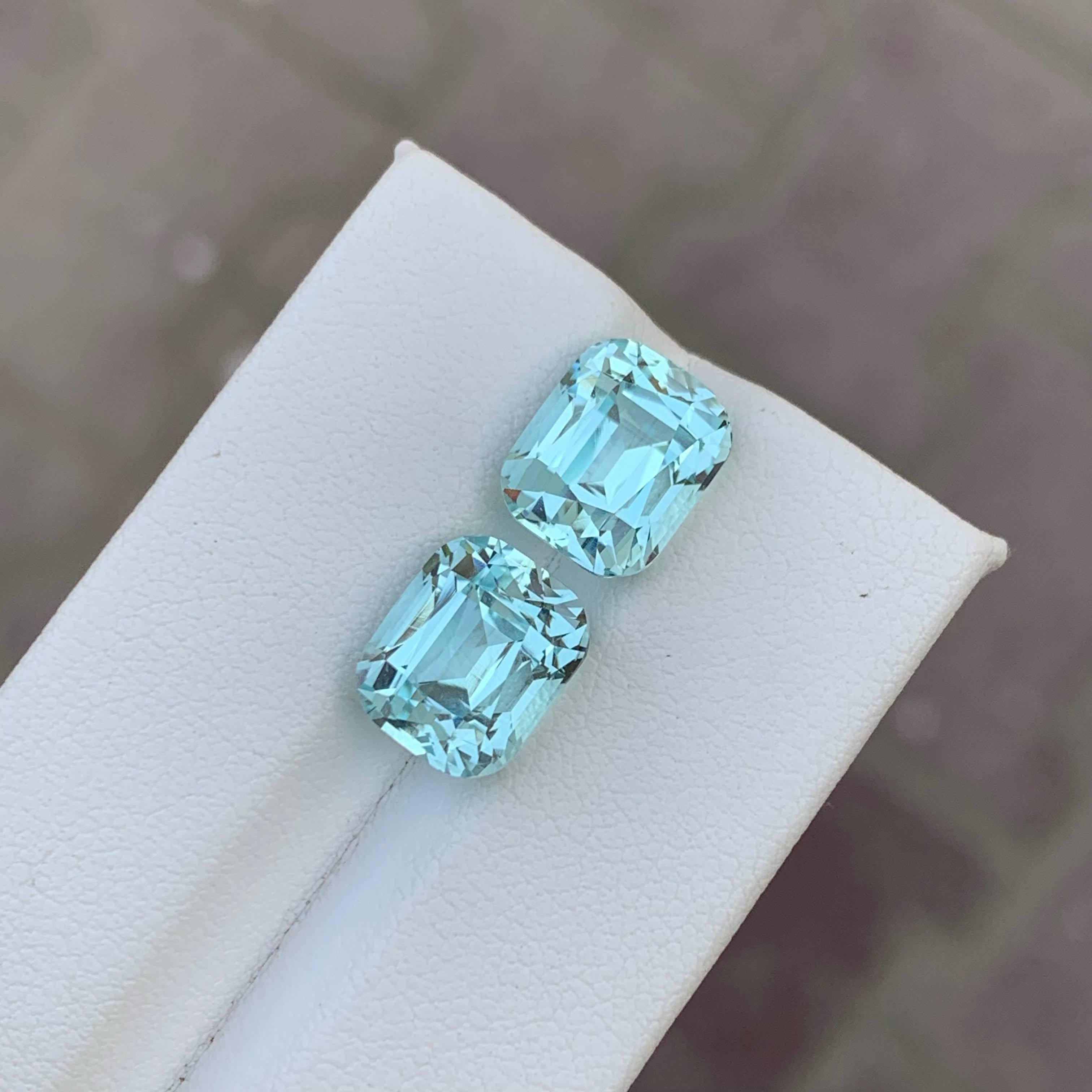 9.95 Carat Natural Loose Blue Aquamarine Pair Cushion Cut Afghan Gemstone (pierre précieuse afghane) en vente 5