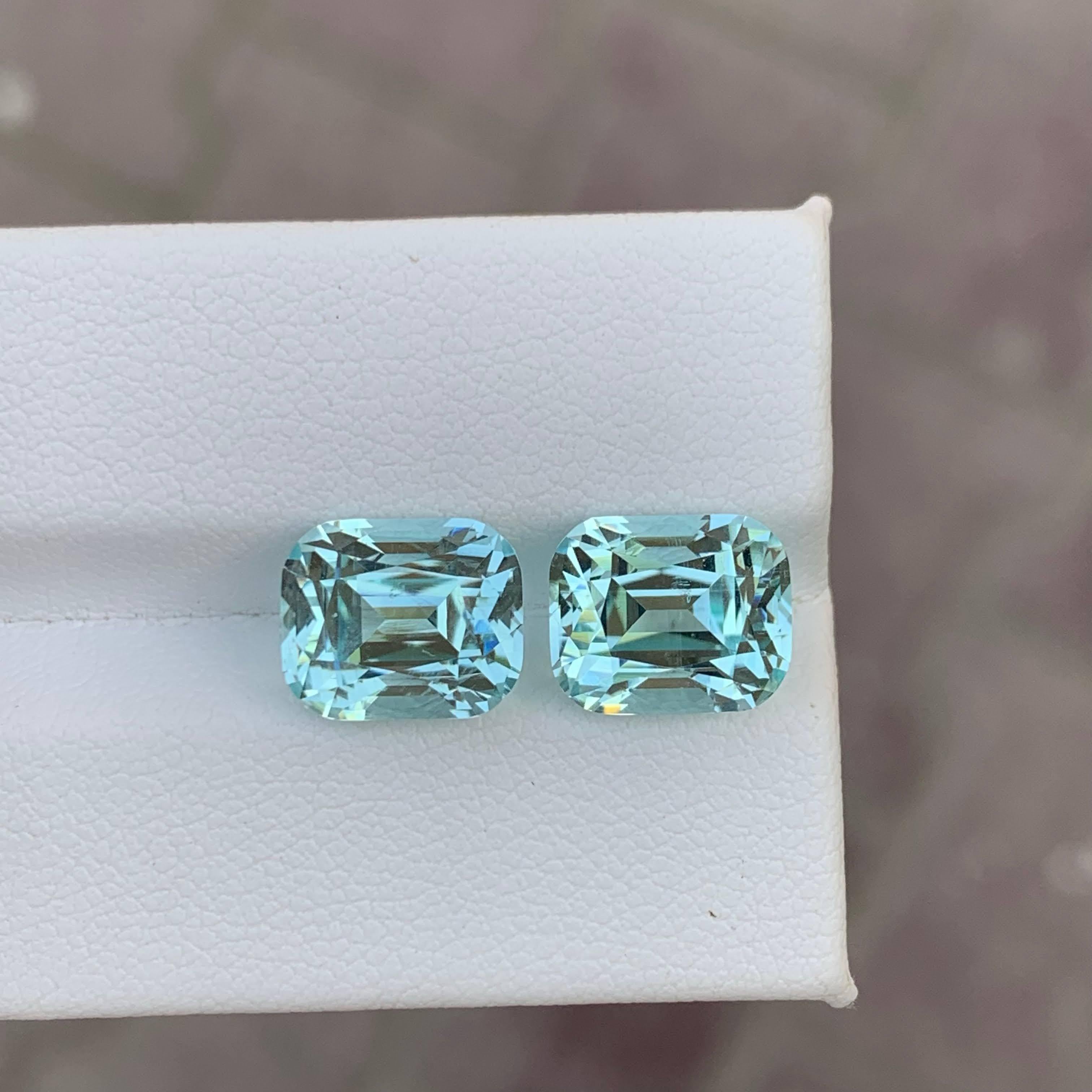 9.95 Carat Natural Loose Blue Aquamarine Pair Cushion Cut Afghan Gemstone (pierre précieuse afghane) en vente 2