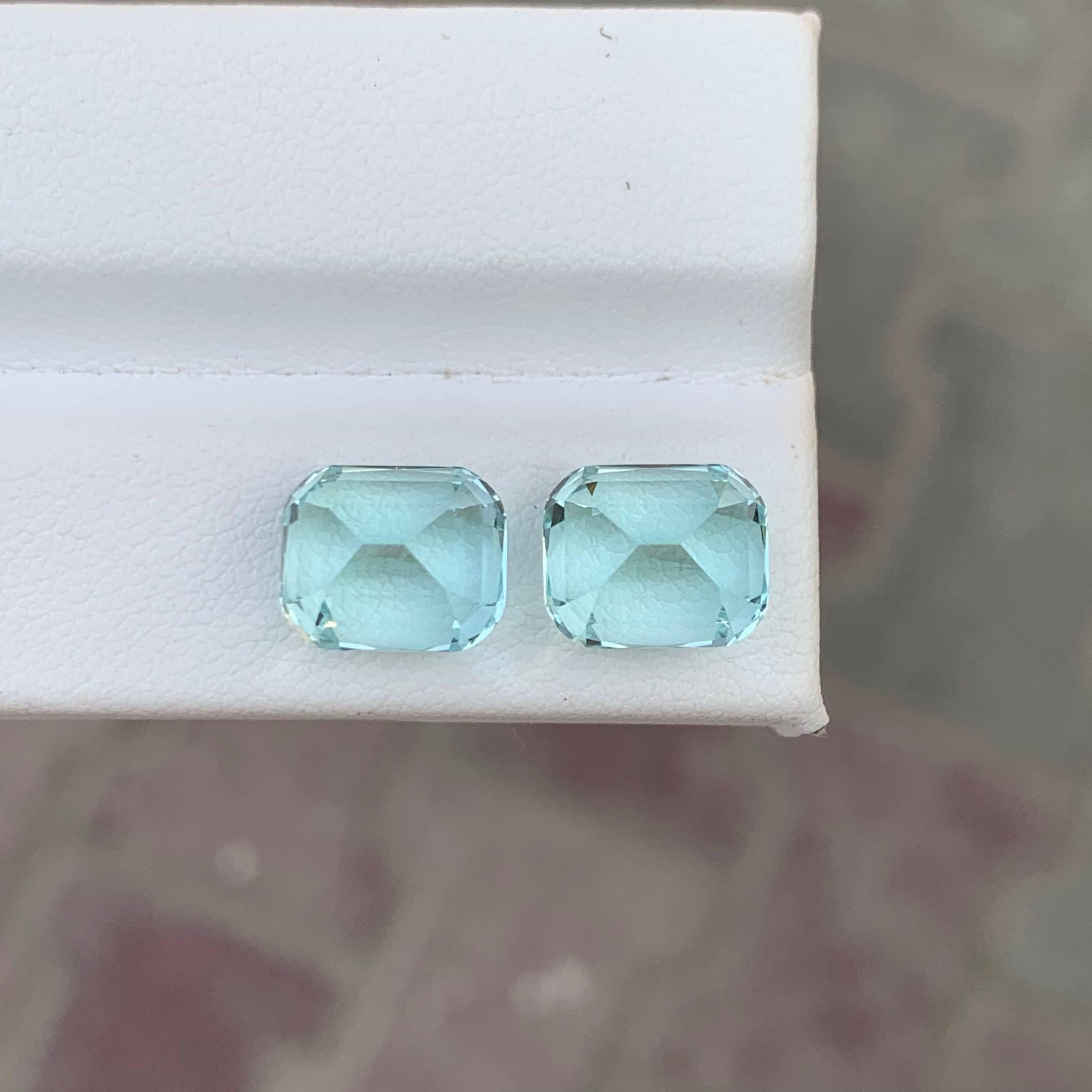 9.95 Carat Natural Loose Blue Aquamarine Pair Cushion Cut Afghan Gemstone (pierre précieuse afghane) en vente 3