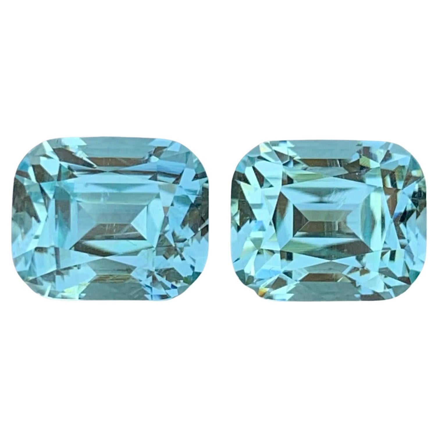9.95 Carat Natural Loose Blue Aquamarine Pair Cushion Cut Afghan Gemstone (pierre précieuse afghane)