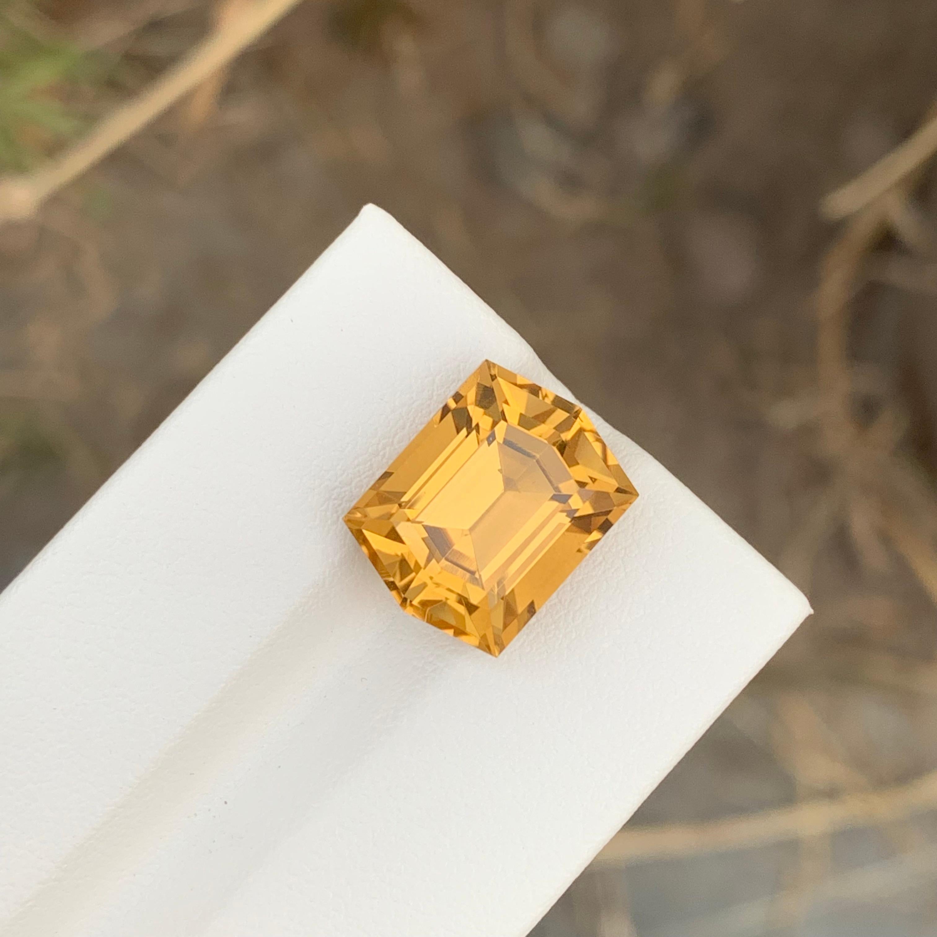 Arts and Crafts 9.95 Carat Natural Loose Citrine Hexagon Cut Gem For Jewellery Making For Sale