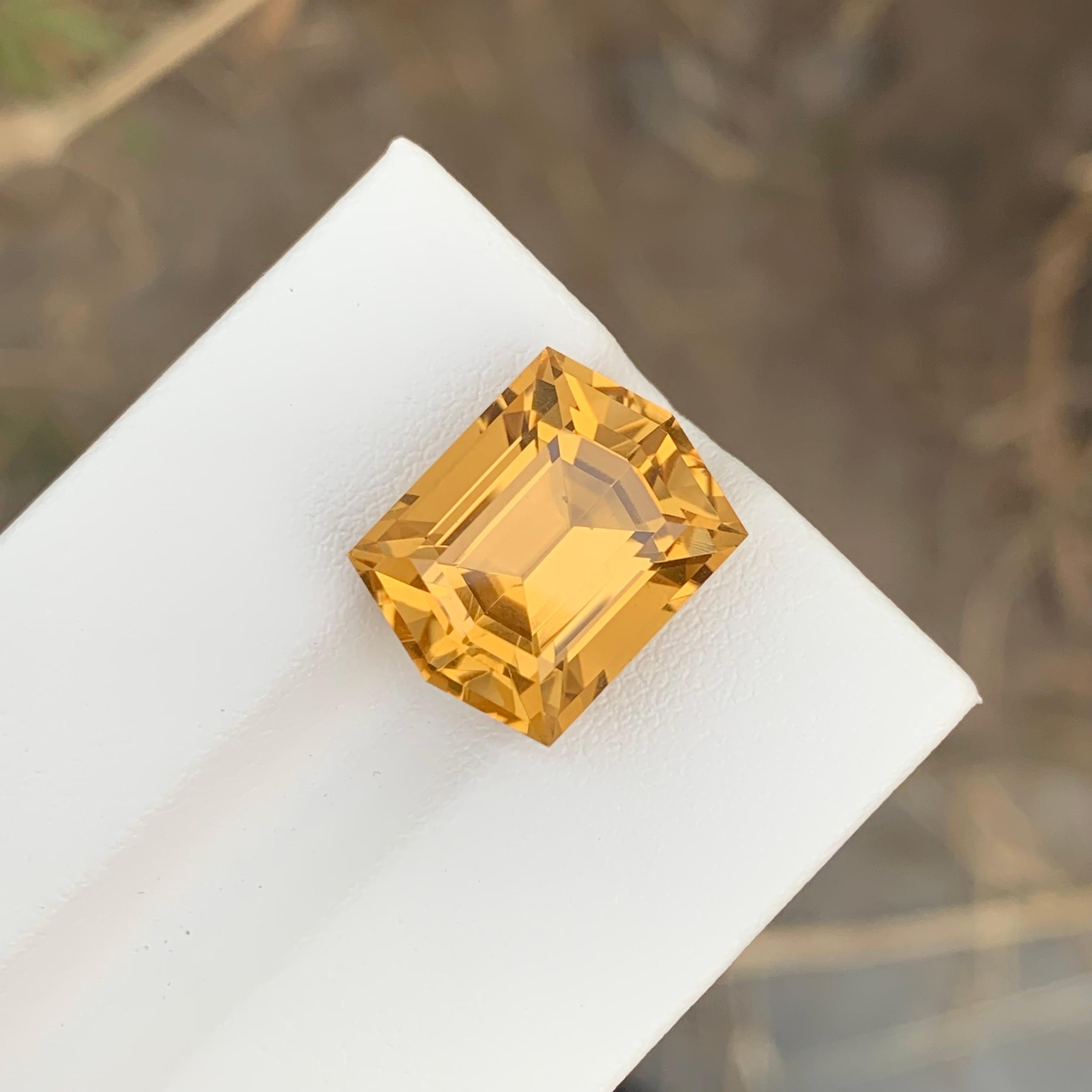 9.95 Carat Natural Loose Citrine Hexagon Cut Gem For Jewellery Making  For Sale 1