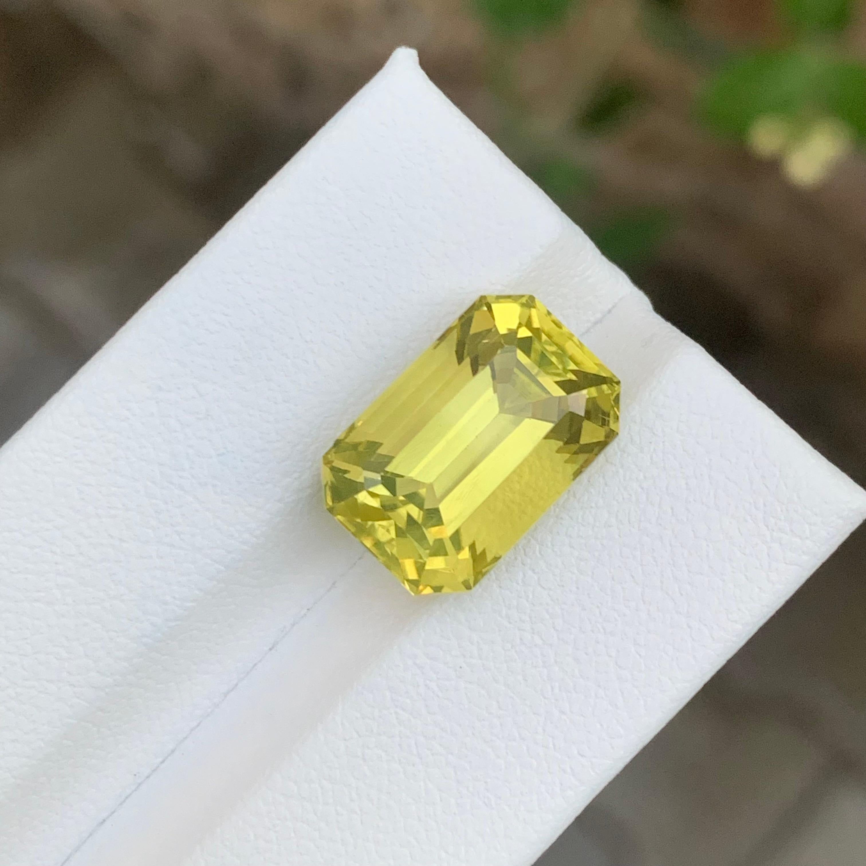 9.95 Carat Natural Loose Lemon Quartz Emerald Shape Gemstone For Sale 4