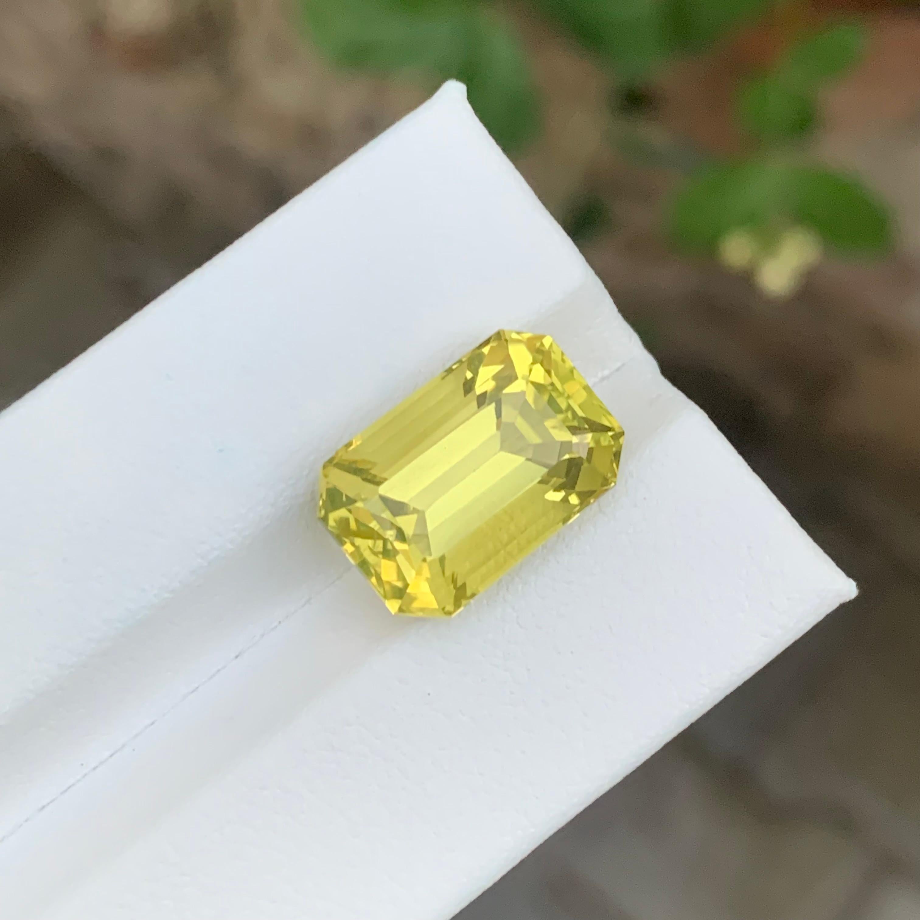 Arts and Crafts 9.95 Carat Natural Loose Lemon Quartz Emerald Shape Gemstone For Sale