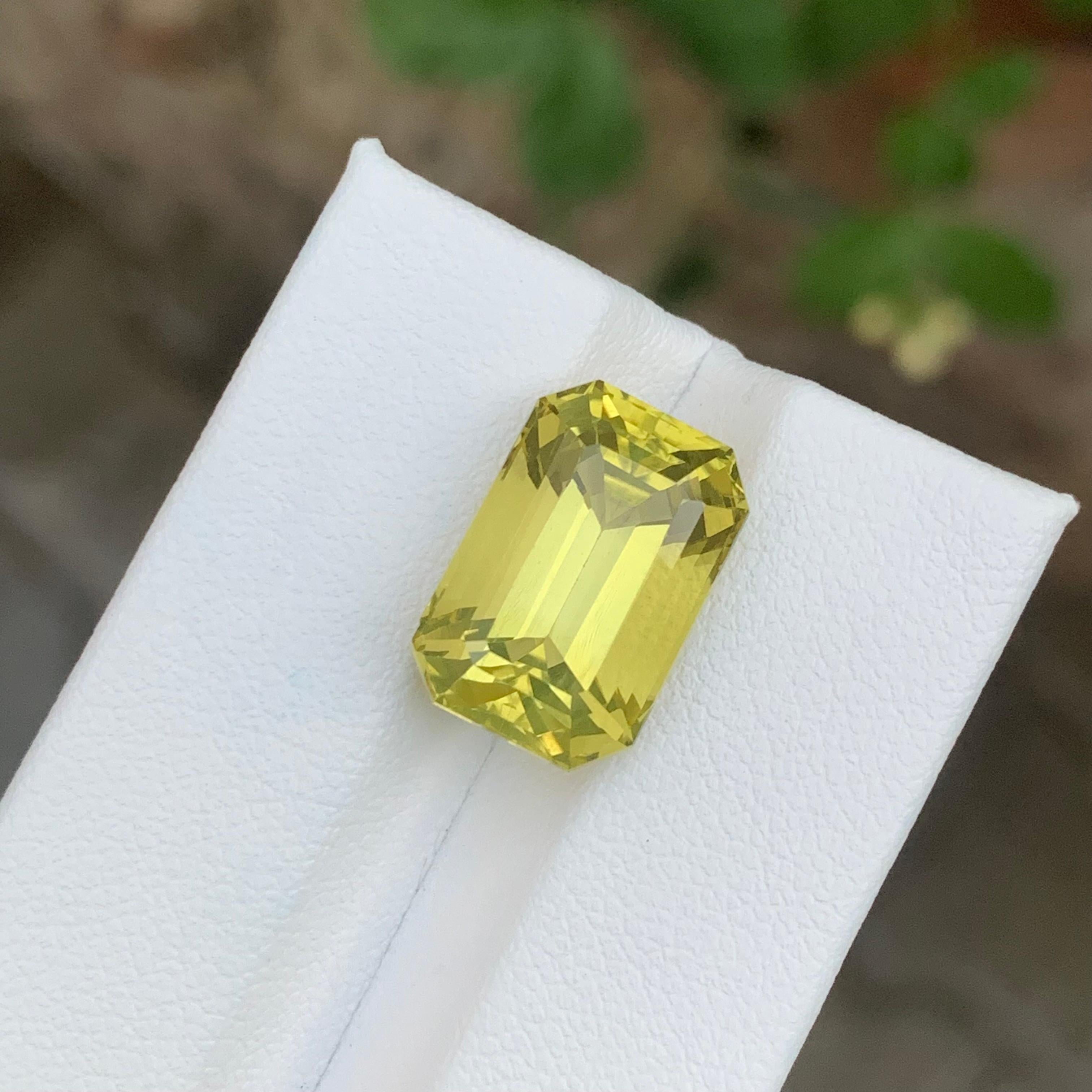 9.95 Carat Natural Loose Lemon Quartz Emerald Shape Gemstone For Sale 1