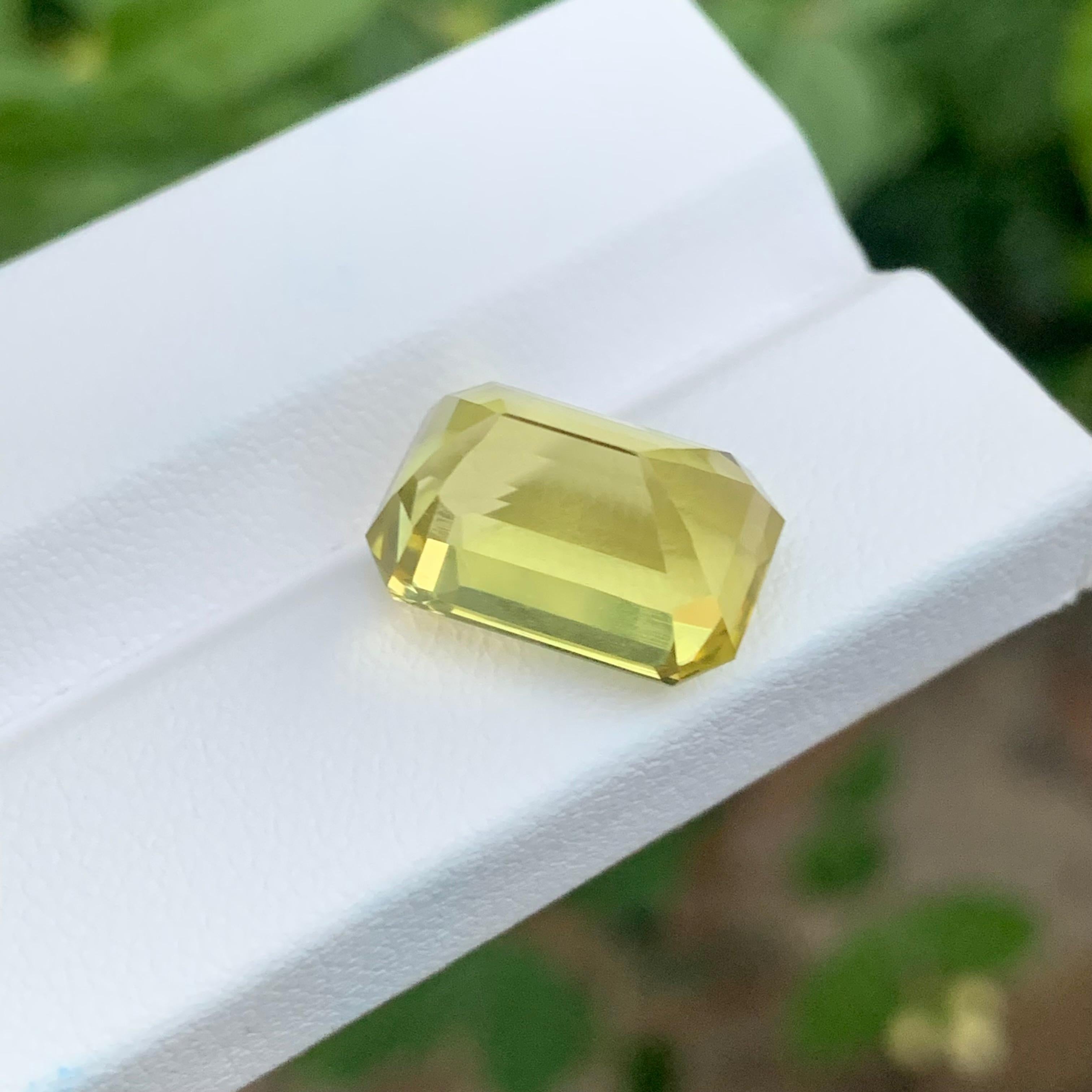 9.95 Carat Natural Loose Lemon Quartz Emerald Shape Gemstone For Sale 3