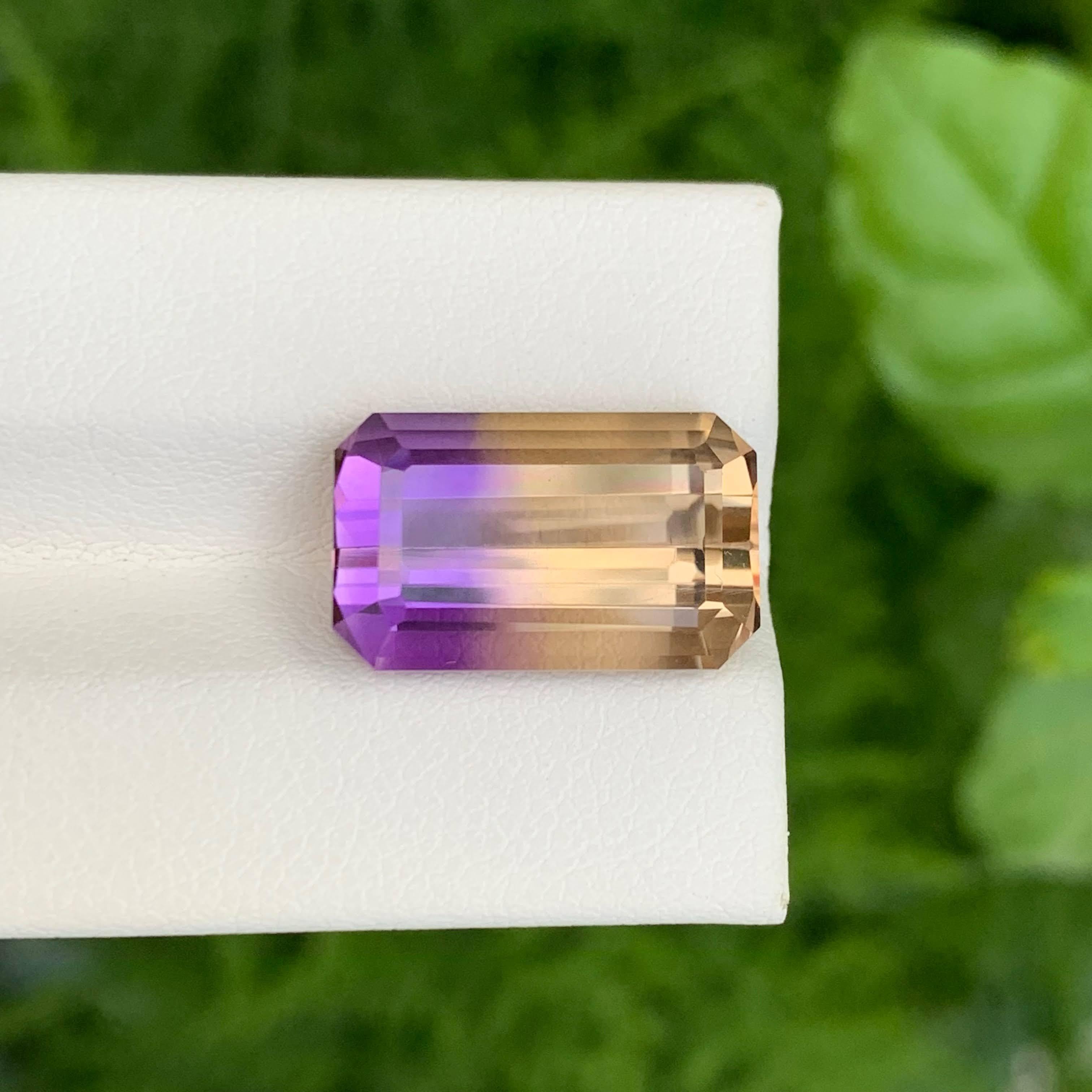 9,95 Karat zweifarbiger Ametrin Stein Smaragdschliff Natürlicher Bolivianischer Edelstein im Angebot 2