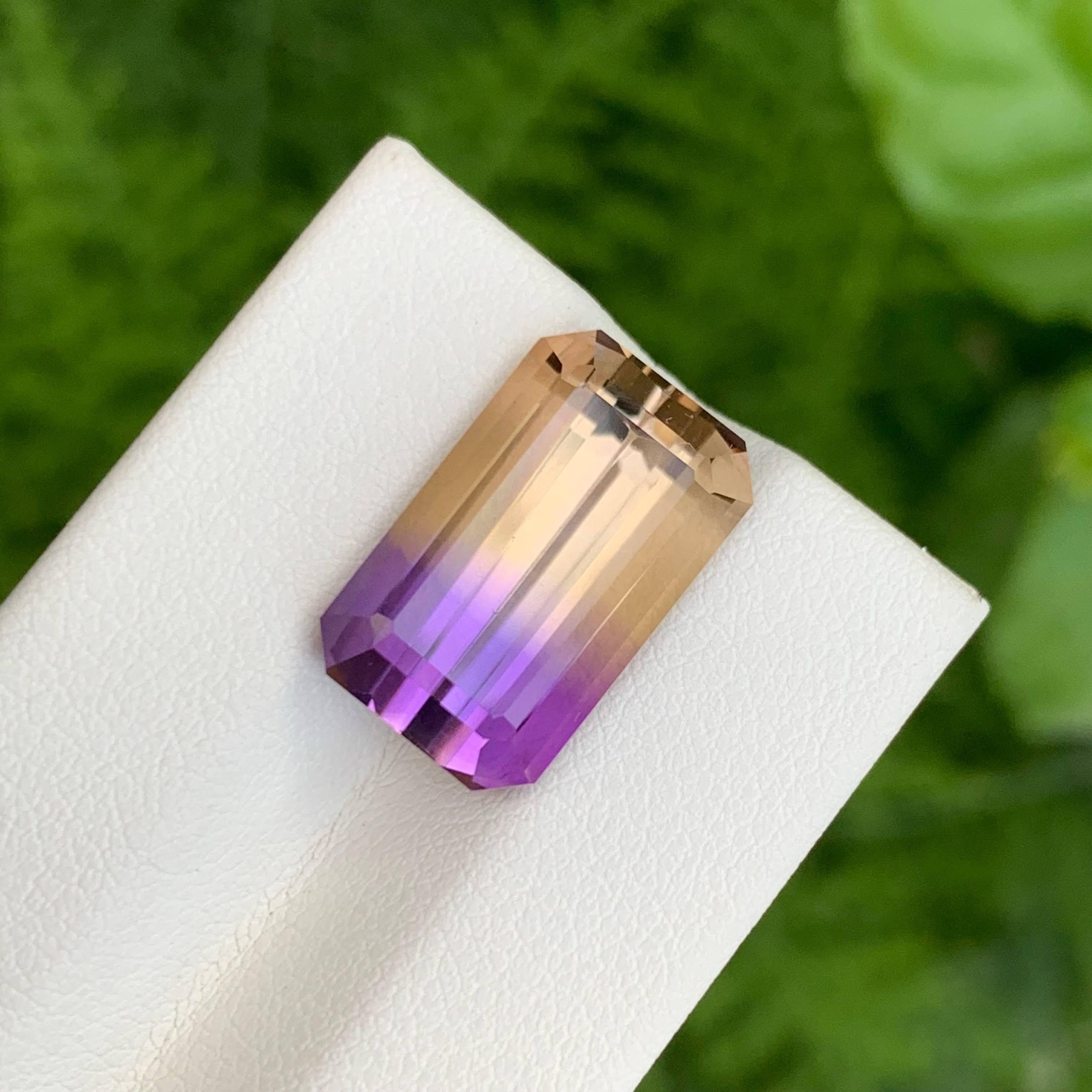 9,95 Karat zweifarbiger Ametrin Stein Smaragdschliff Natürlicher Bolivianischer Edelstein im Angebot 3