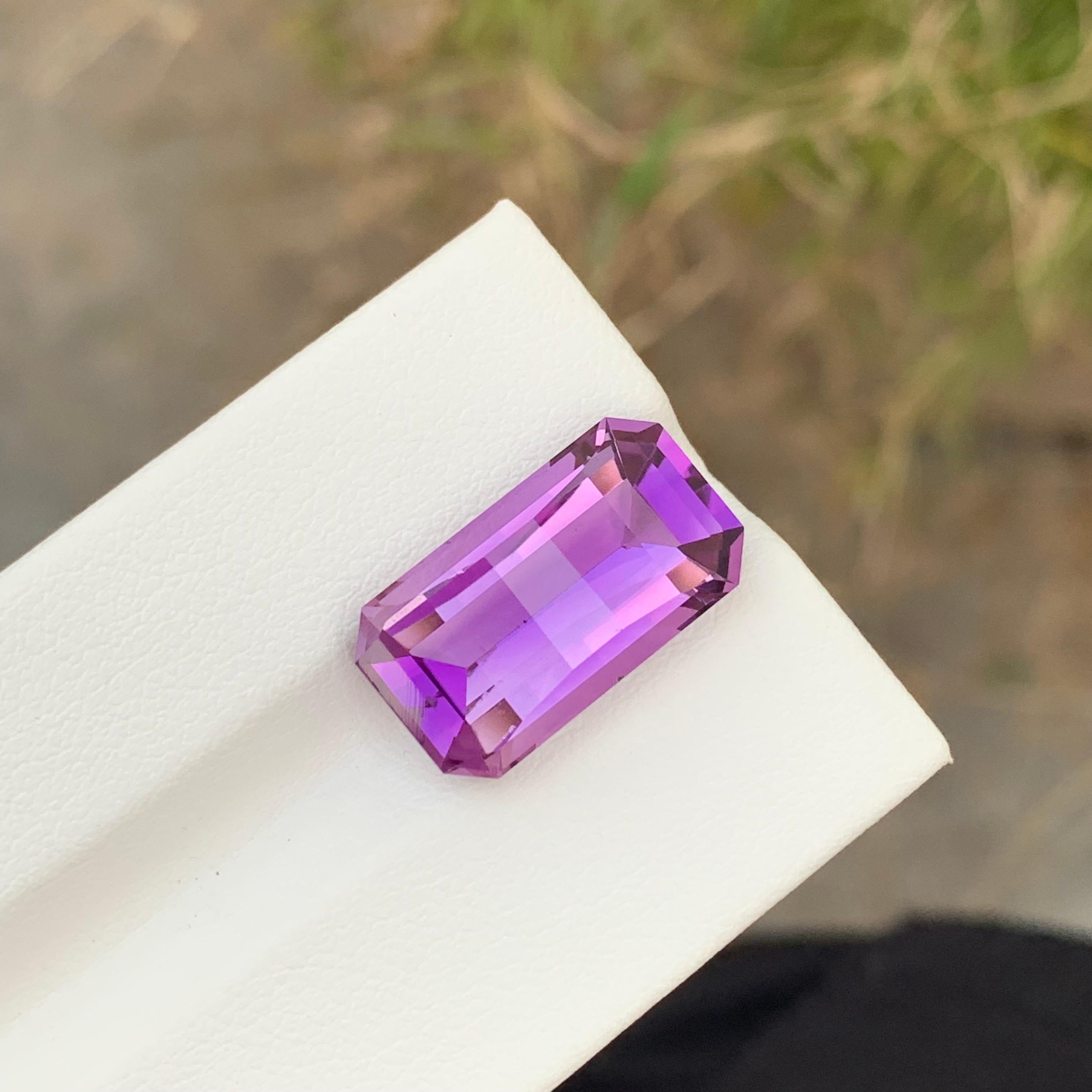 Emerald Cut 9.95 Carats Natural Loose Amethyst Pixelated Cut Gem For Necklace  For Sale