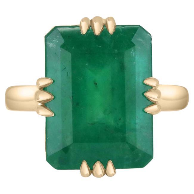 9.95ct 18K Vintage 1890s Emerald Solitaire Ring - Huge Handmade 750 Emerald