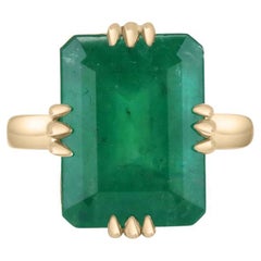 Anello solitario con smeraldo 1890, 18 carati, 9,95 carati - enorme smeraldo 750 fatto a mano