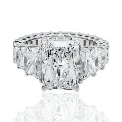 9.96 Carat Radiant Diamond Ring Brilliant White 14K White Gold