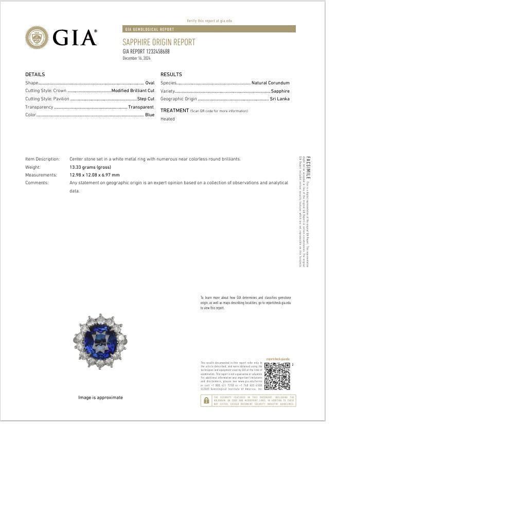Platinring mit 9,97 Karat Ceylon-Saphir-Diamant-Halo, GIA-zertifiziert im Angebot 1
