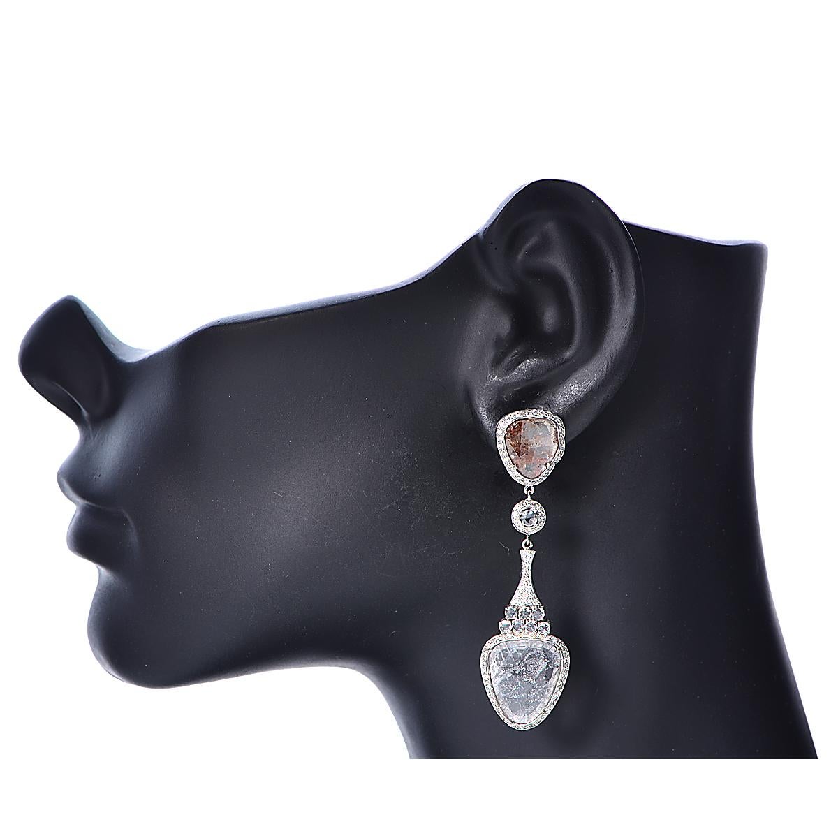 9,97 Karat Diamantschliff-Ohrringe aus Gold im Zustand „Neu“ im Angebot in Miami, FL