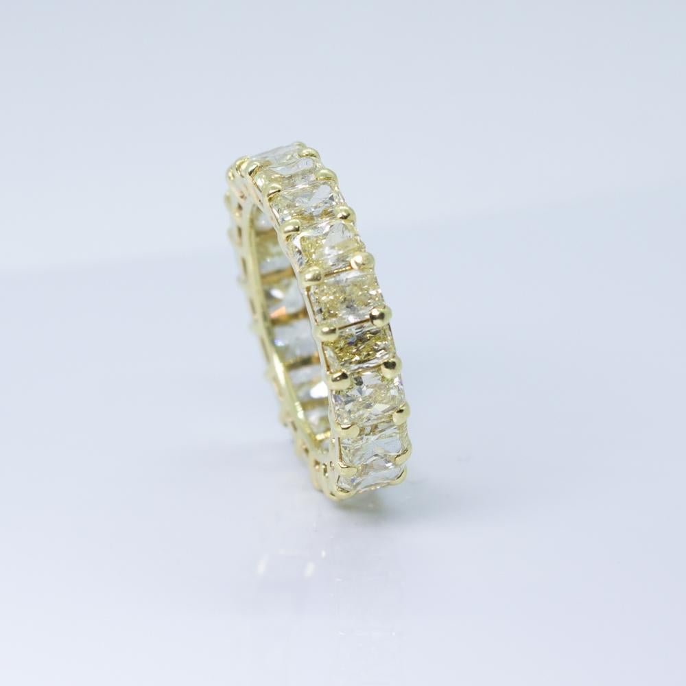 Contemporary 9.97ctw Fancy Yellow, Radiant Cut Diamond Eternity Band For Sale