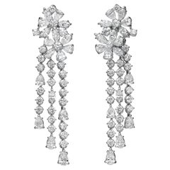 9.98 Carat Multi-Shape Diamond 18 Karat White Gold Chandelier Earrings