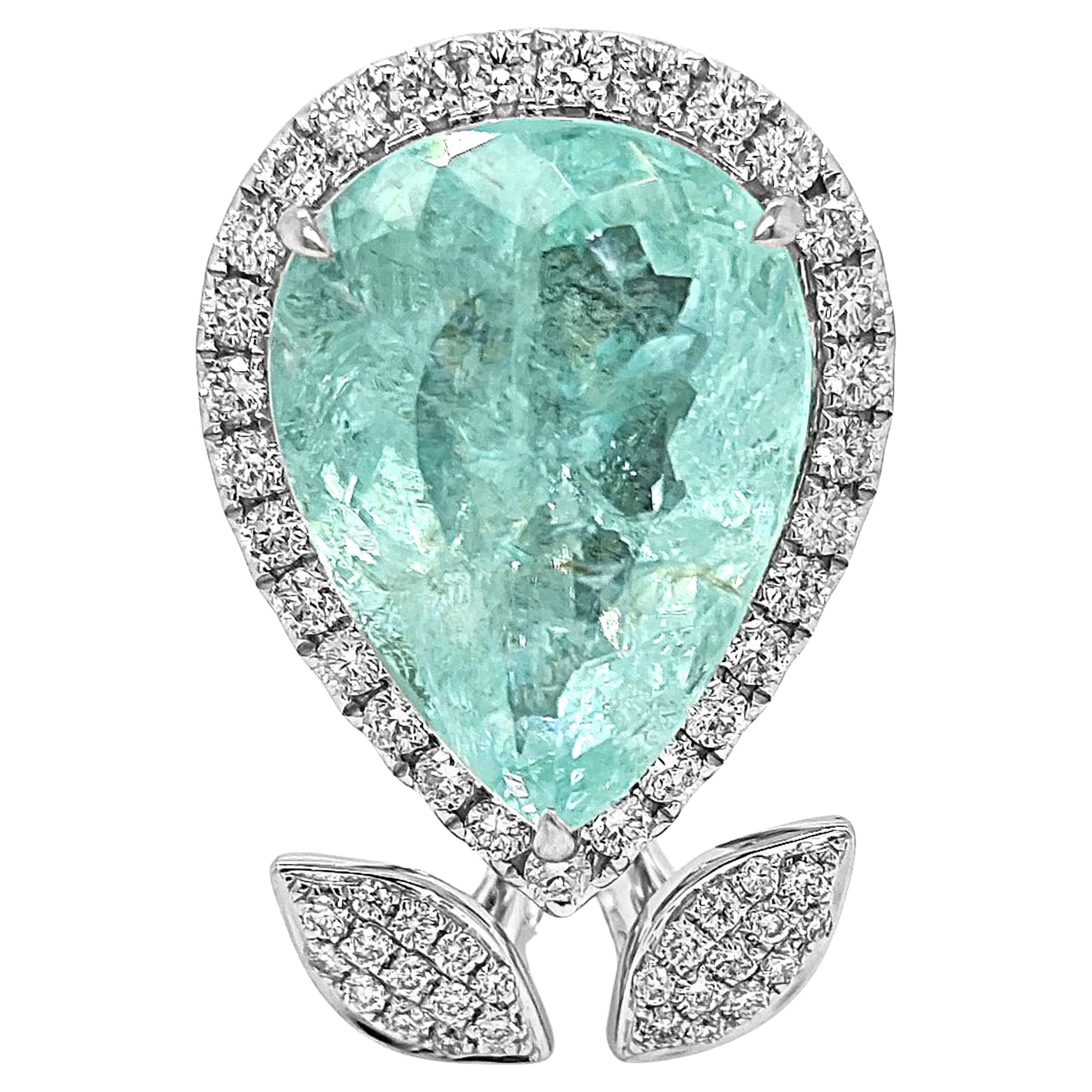 9.98 Carat PARAIBA TOURMALINE and White Diamond White Gold Ring
