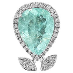 Anillo de oro blanco con TURMALINA PARAIBA y diamante blanco de 9.98 quilates