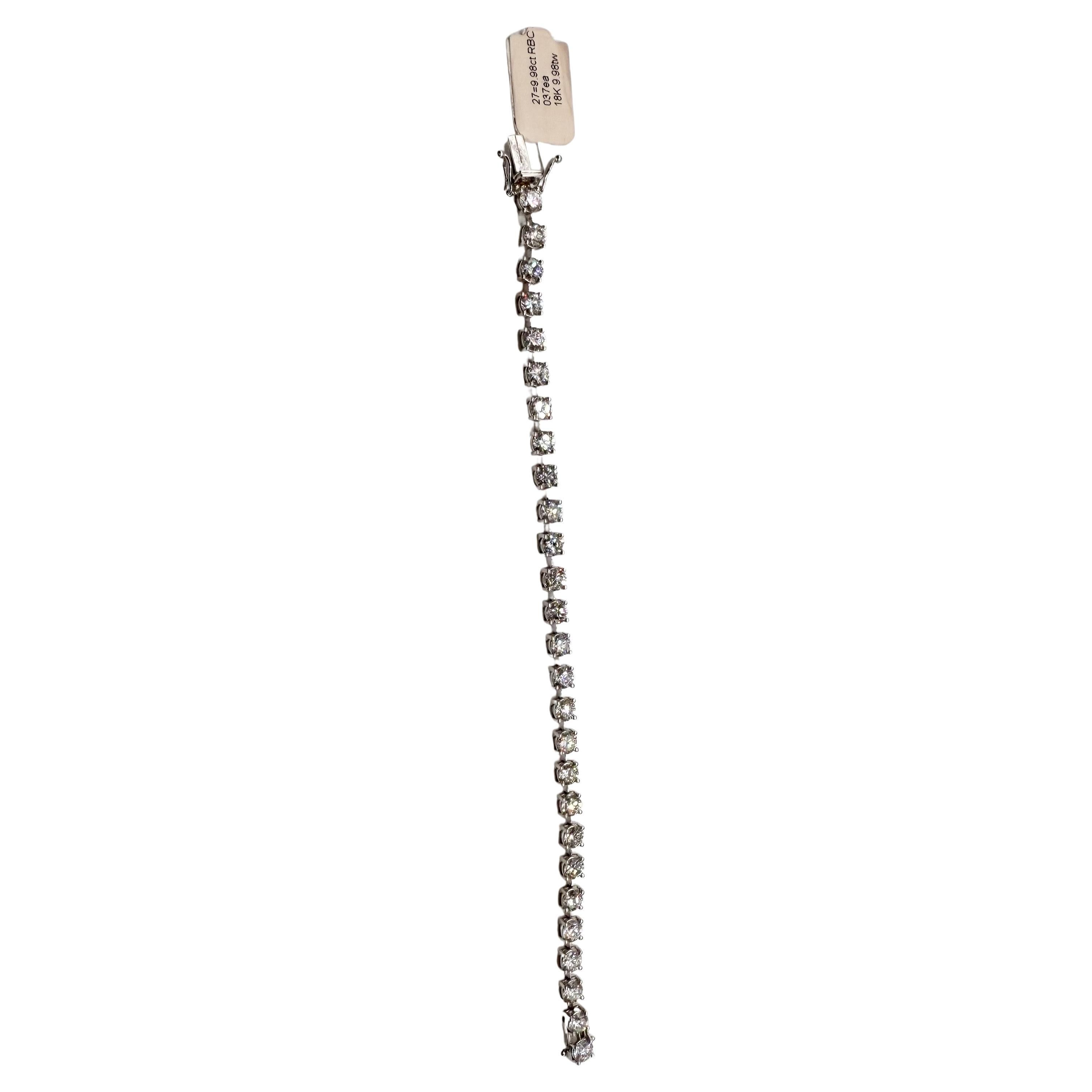 9,98 quilates Pulsera de tenis de diamantes de oro de 18 quilates